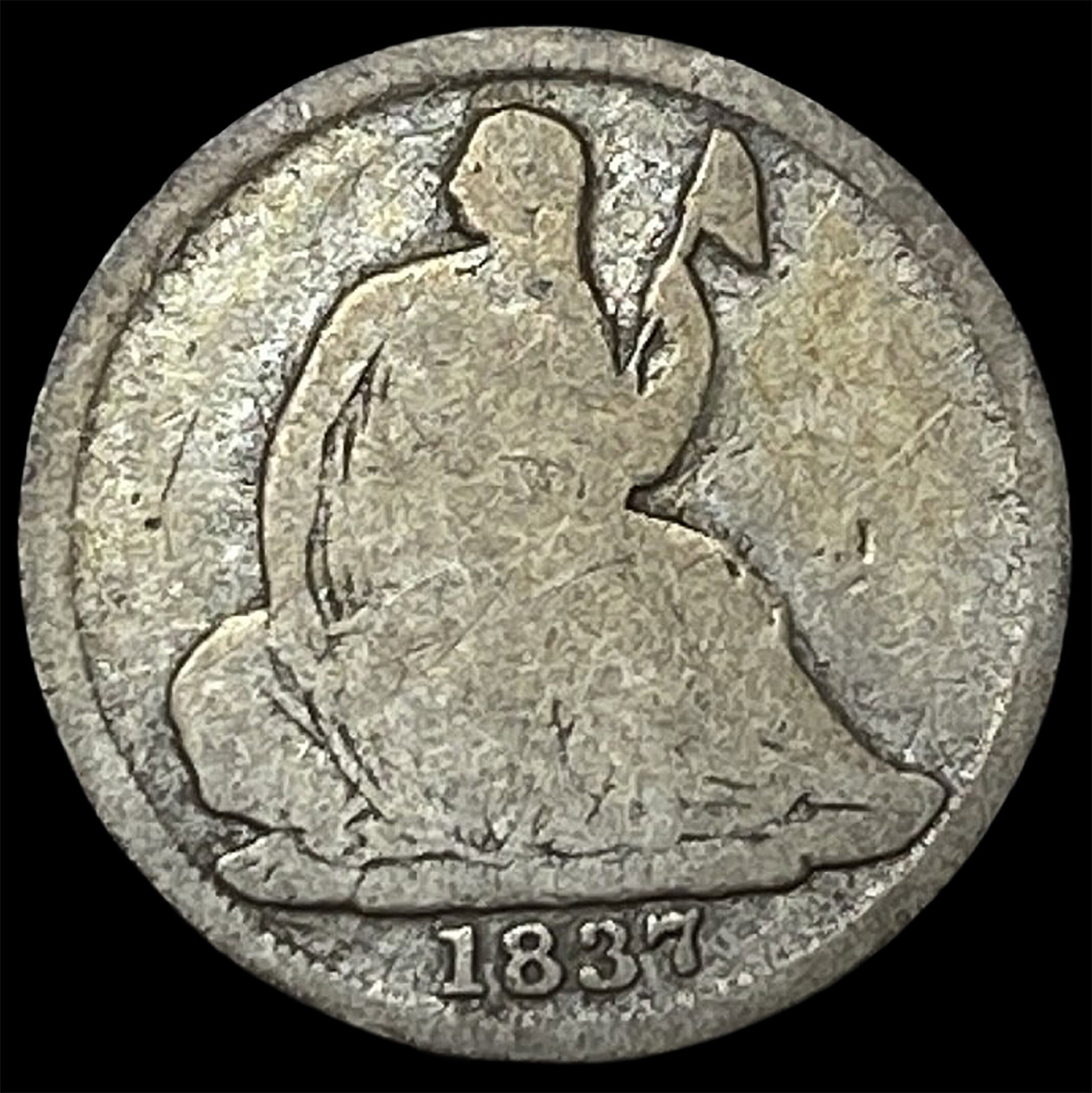 1837 Seated Liberty Half Dime No Stars NICELY CIRCULATED: 1837 Seated Liberty Half Dime No Stars NICELY CIRCULATED