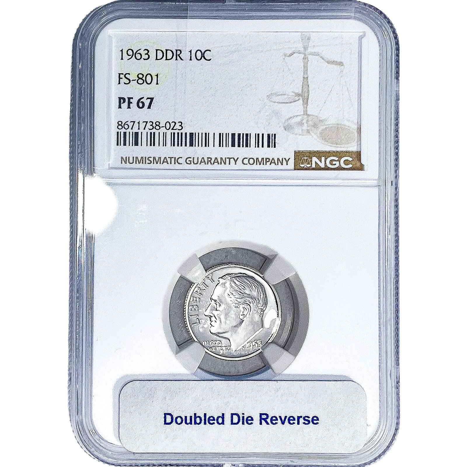 1963 DDR Roosevelt Dime NGC PF67: 1963 DDR Roosevelt Dime NGC PF67