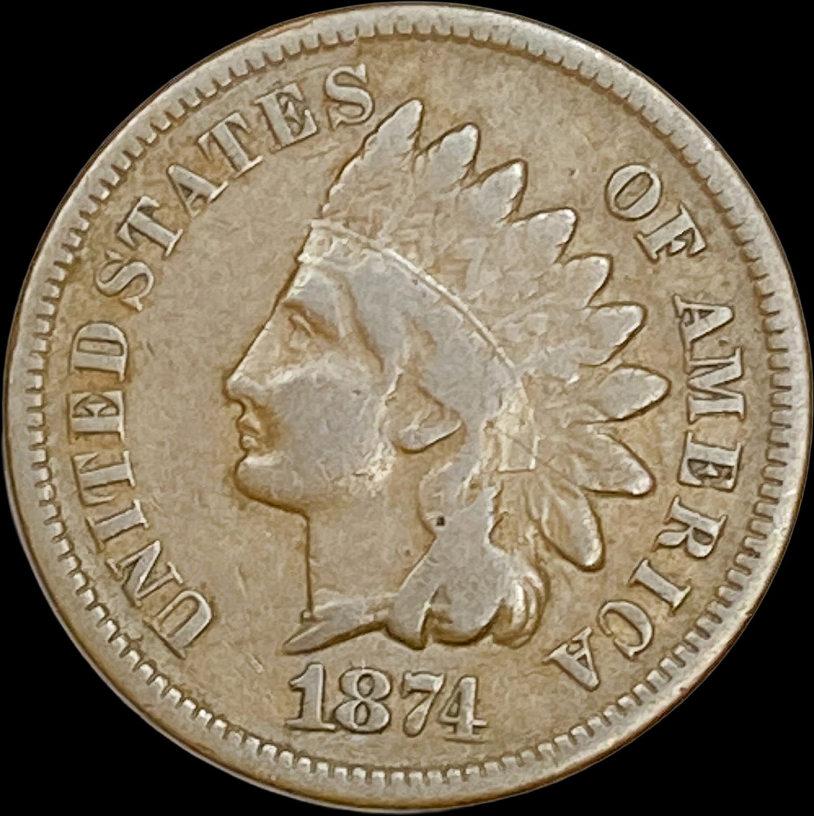 1874 Indian Head Cent LIGHTLY CIRCULATED: 1874 Indian Head Cent LIGHTLY CIRCULATED