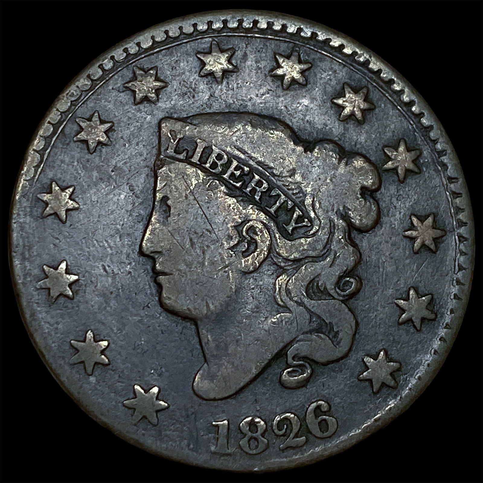 1826 Coronet Head Large Cent NICELY CIRCULATED: 1826 Coronet Head Large Cent NICELY CIRCULATED