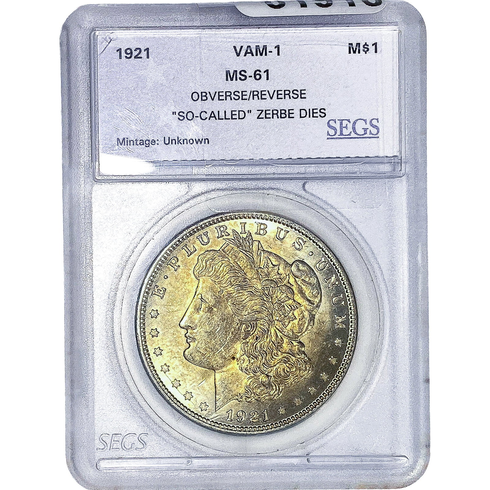 1921 Morgan Silver Dollar SEGS MS61: 1921 Morgan Silver Dollar SEGS MS61