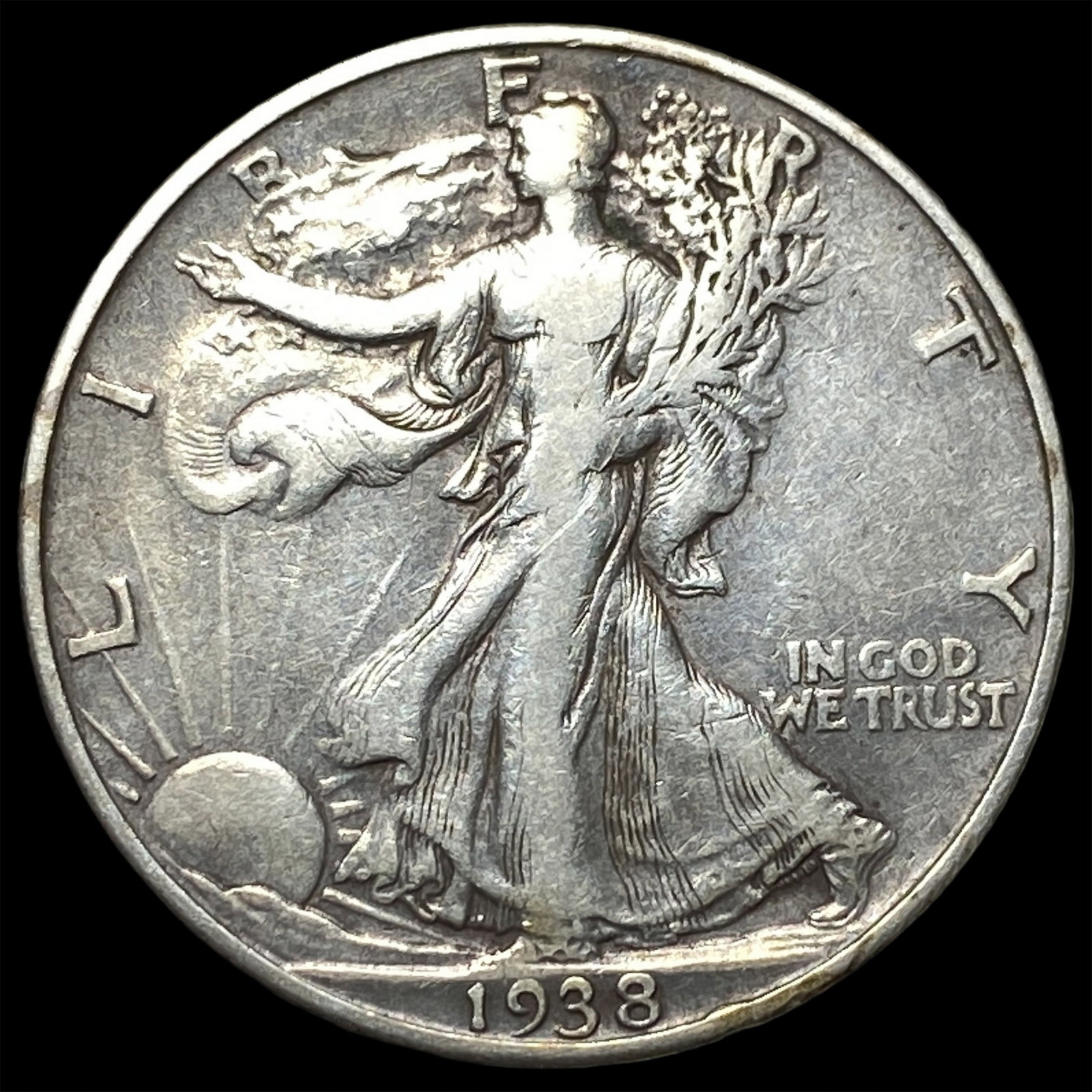 1938-D Silver Walking Liberty Half Dollar NEARLY UNCIRCULATED: 1938-D Silver Walking Liberty Half Dollar NEARLY UNCIRCULATED