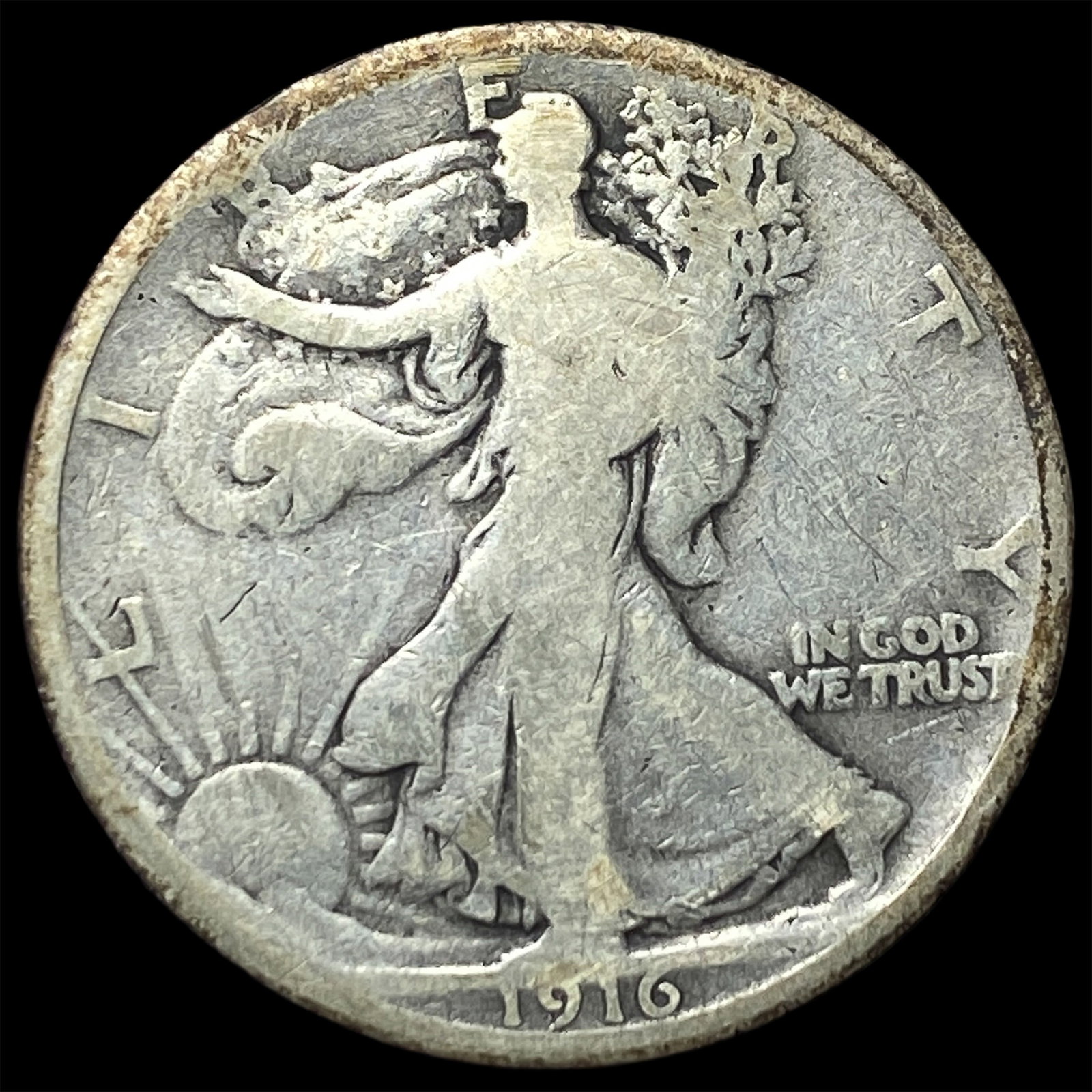1916 Walking Liberty Half Dollar NICELY CIRCULATED: 1916 Walking Liberty Half Dollar NICELY CIRCULATED