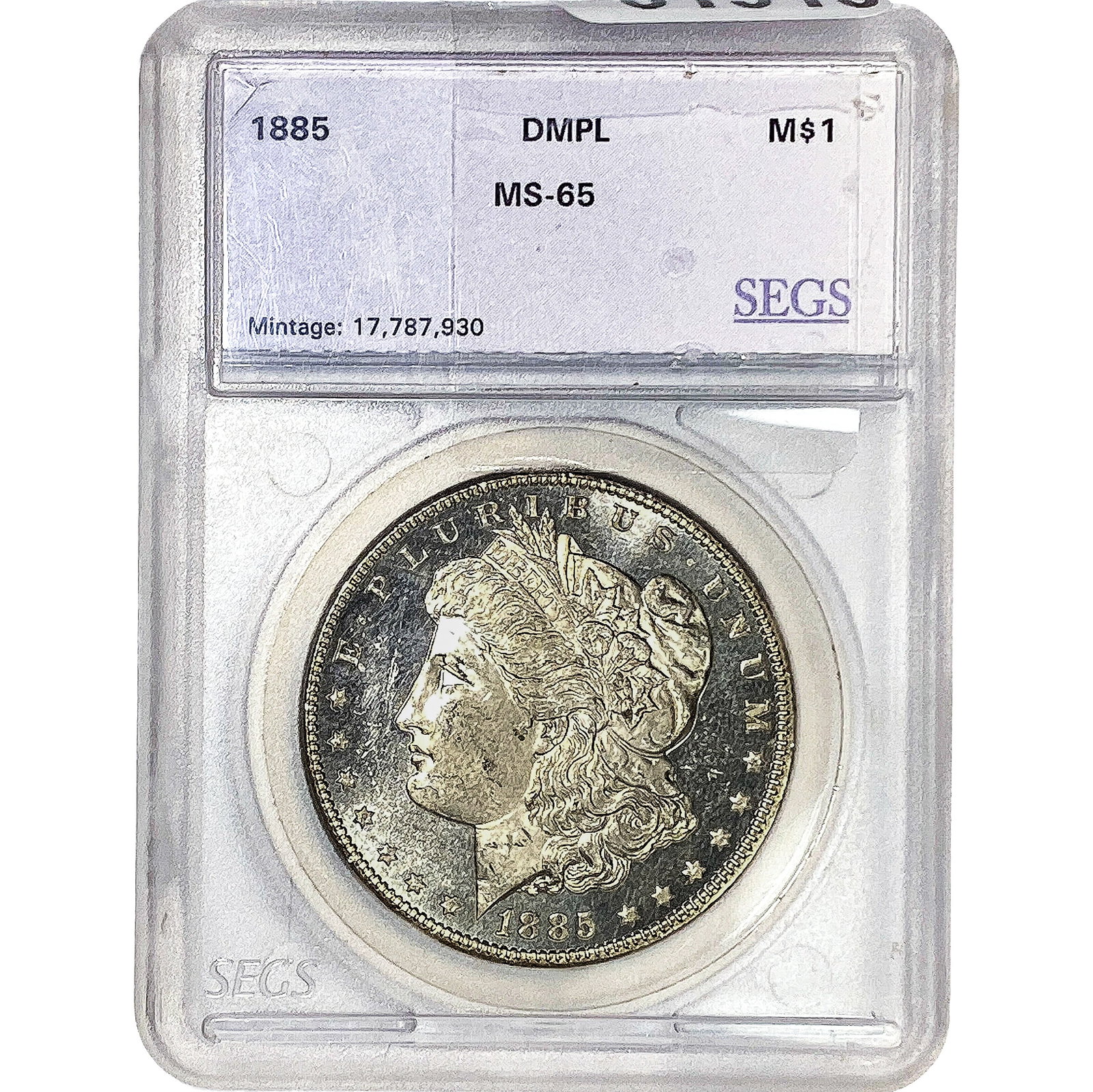 1885 Morgan Silver Dollar SEGS MS65: 1885 Morgan Silver Dollar SEGS MS65