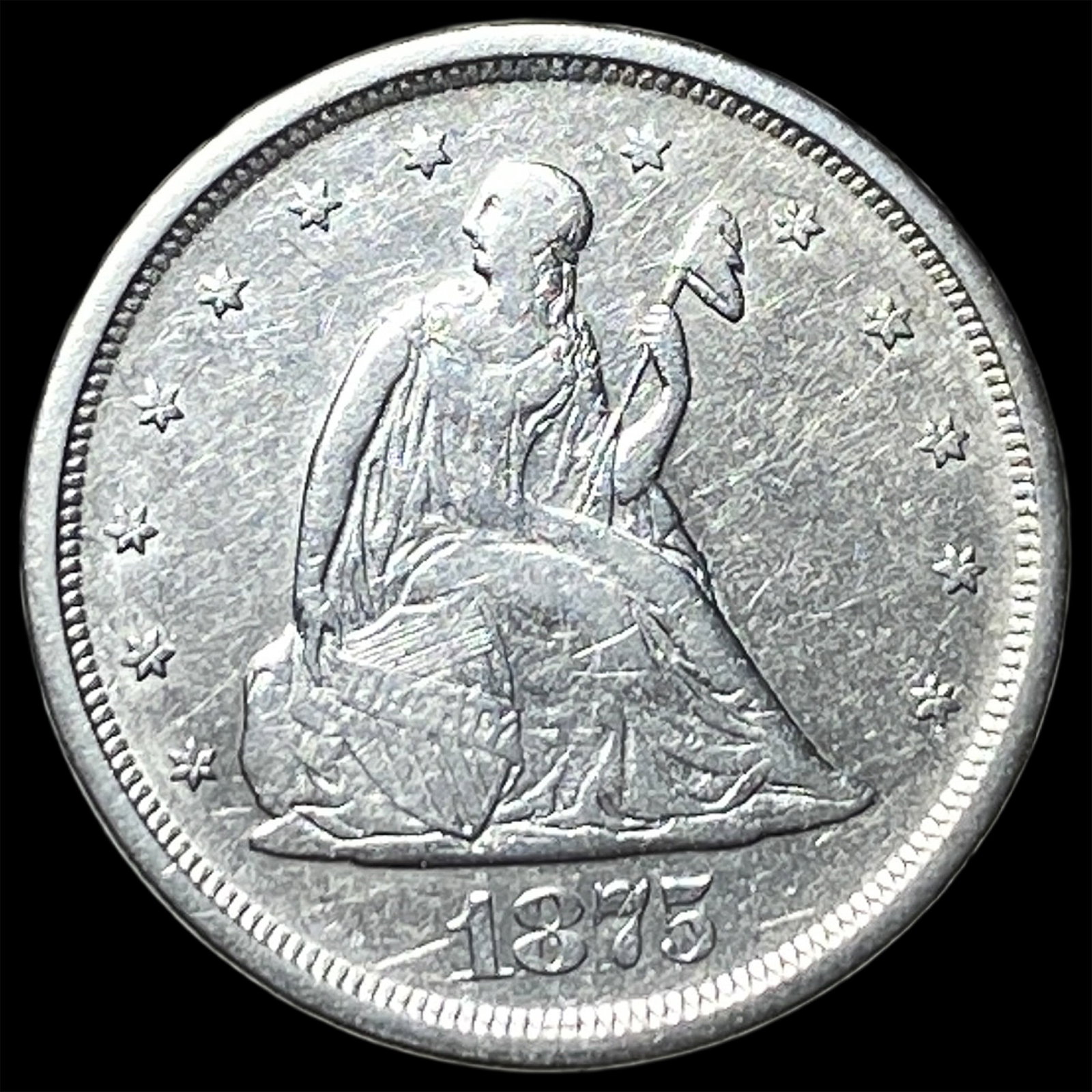 1875-S Seated Liberty Twenty Cents CLOSELY UNCIRCULATED: 1875-S Seated Liberty Twenty Cents CLOSELY UNCIRCULATED
