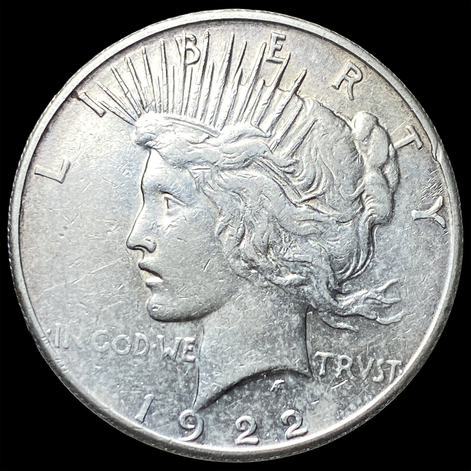 1922-S Silver Peace Dollar ABOUT UNCIRCULATED: 1922-S Silver Peace Dollar ABOUT UNCIRCULATED