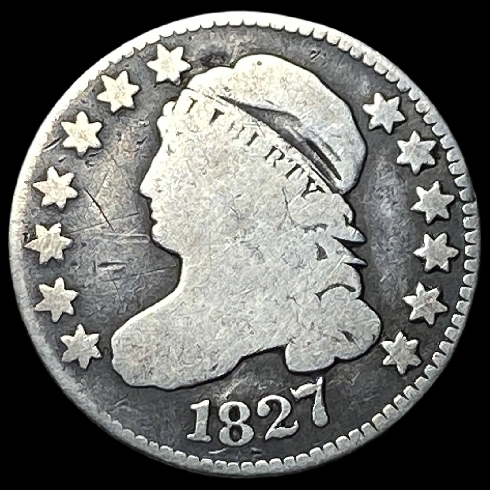 1827 Silver Capped Bust Dime NICELY CIRCULATED: 1827 Silver Capped Bust Dime NICELY CIRCULATED