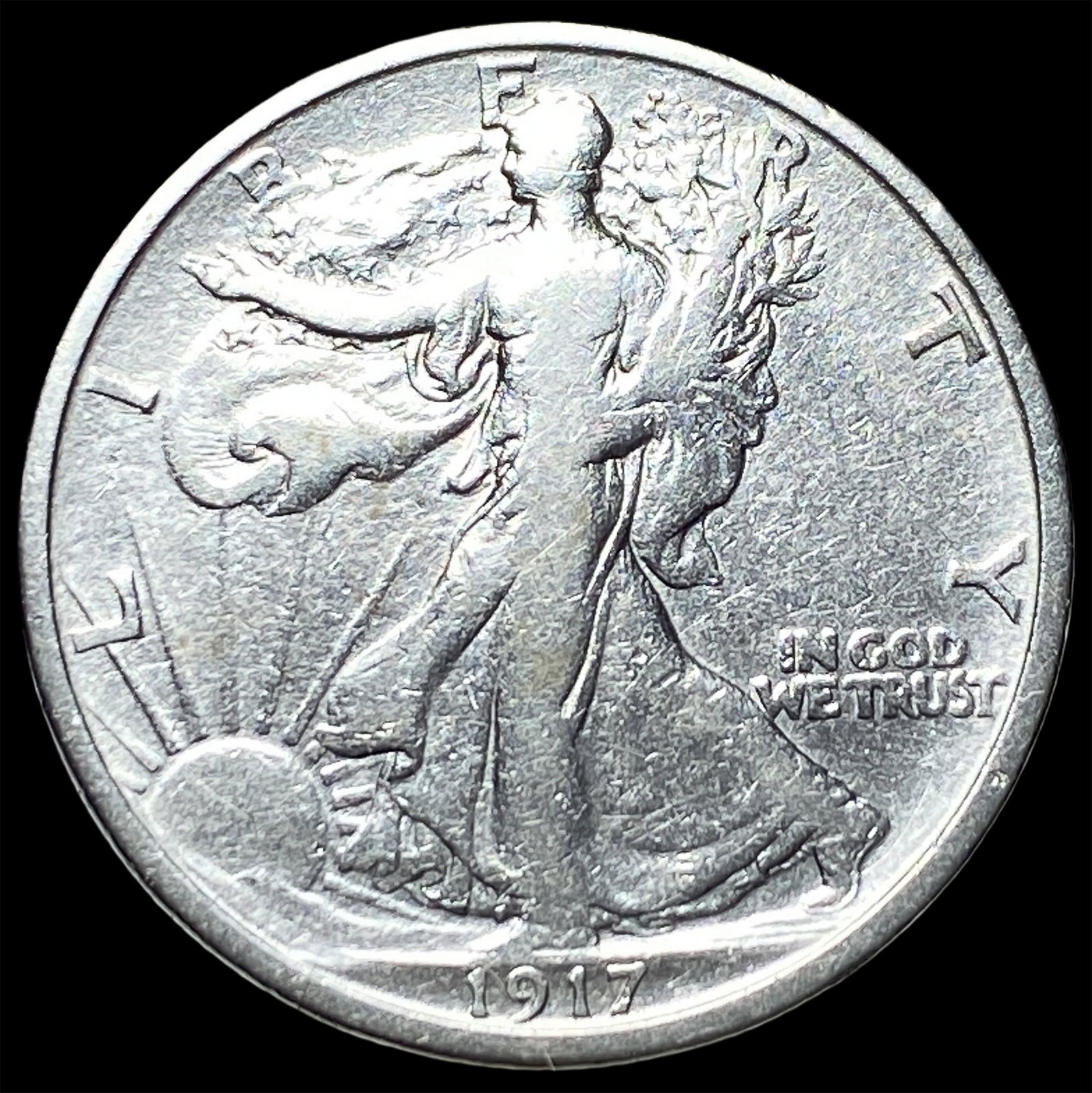 1917-S Silver Walking Liberty Half Dollar LIGHTLY CIRCULATED: 1917-S Silver Walking Liberty Half Dollar LIGHTLY CIRCULATED
