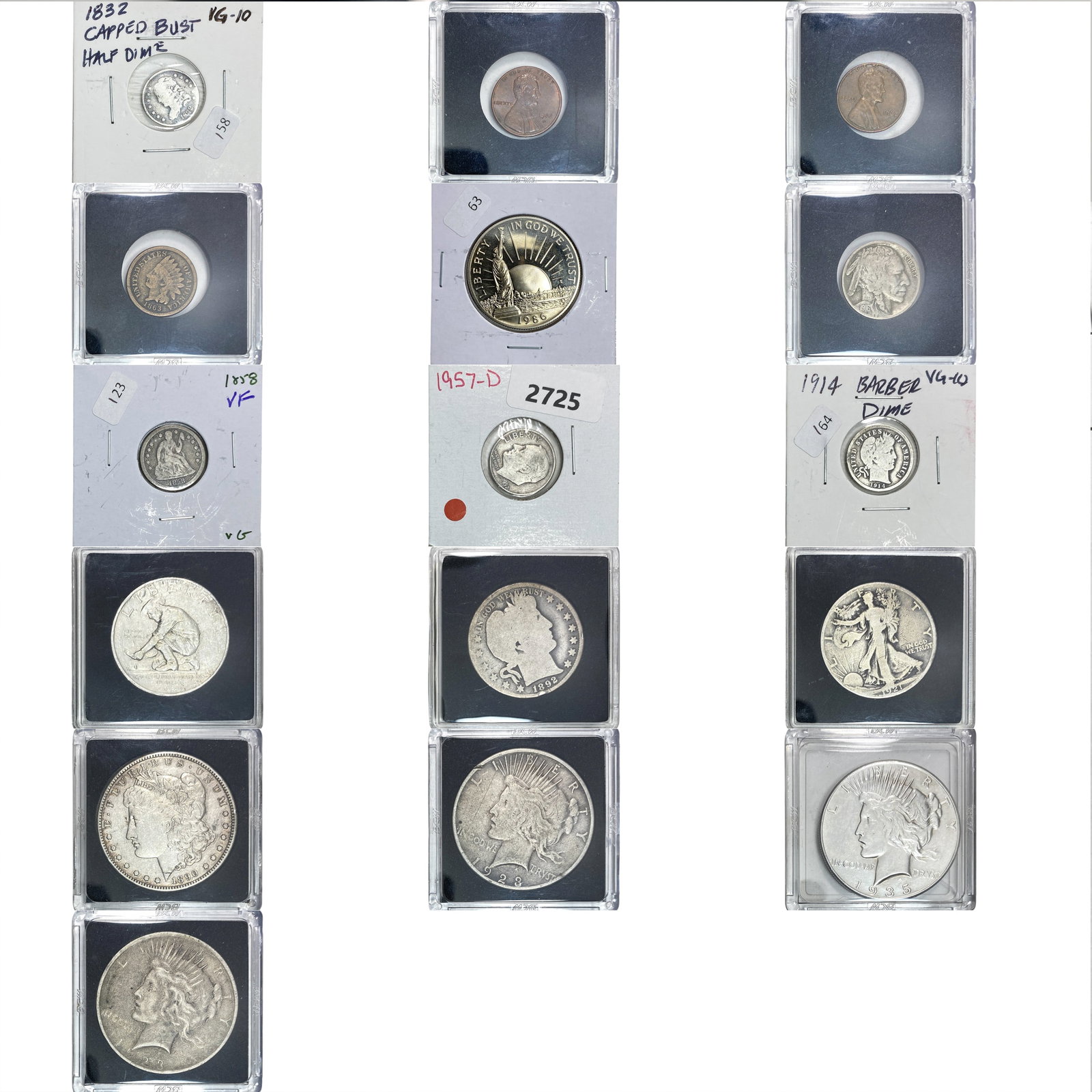 [16 Coins] 1832-1986 U.S. Mixed Lot 1C-$1 (1 of 2)