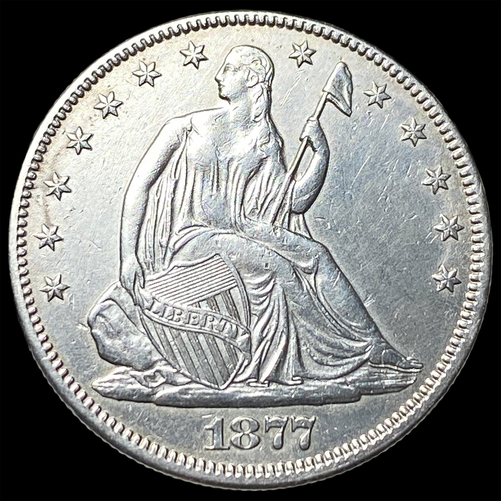 1877 Silver Seated Liberty Half Dollar UNCIRCULATED: 1877 Silver Seated Liberty Half Dollar UNCIRCULATED