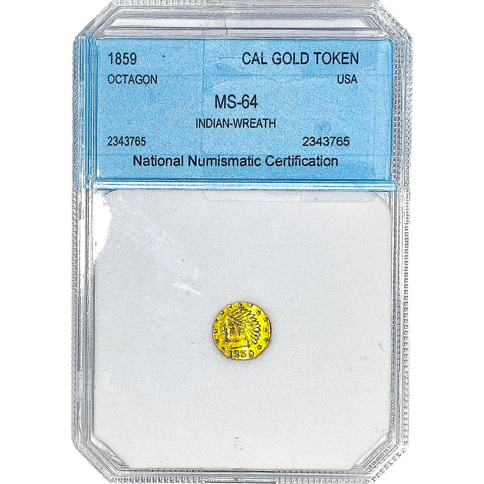 1859 Cal Gold Token NNC MS64: 1859 Cal Gold Token NNC MS64