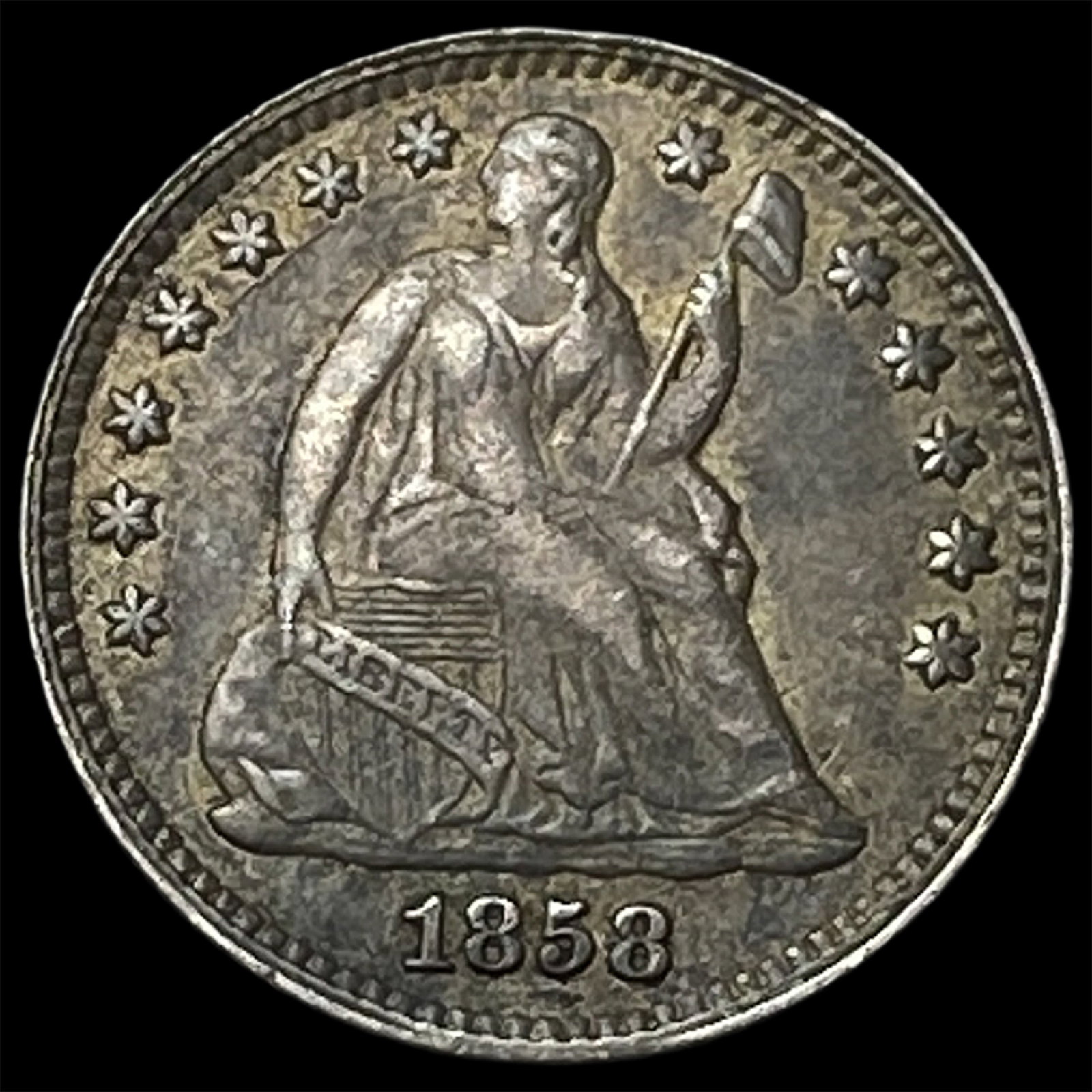 1858 Silver Seated Liberty Half Dime LIGHTLY CIRCULATED (1 of 2)