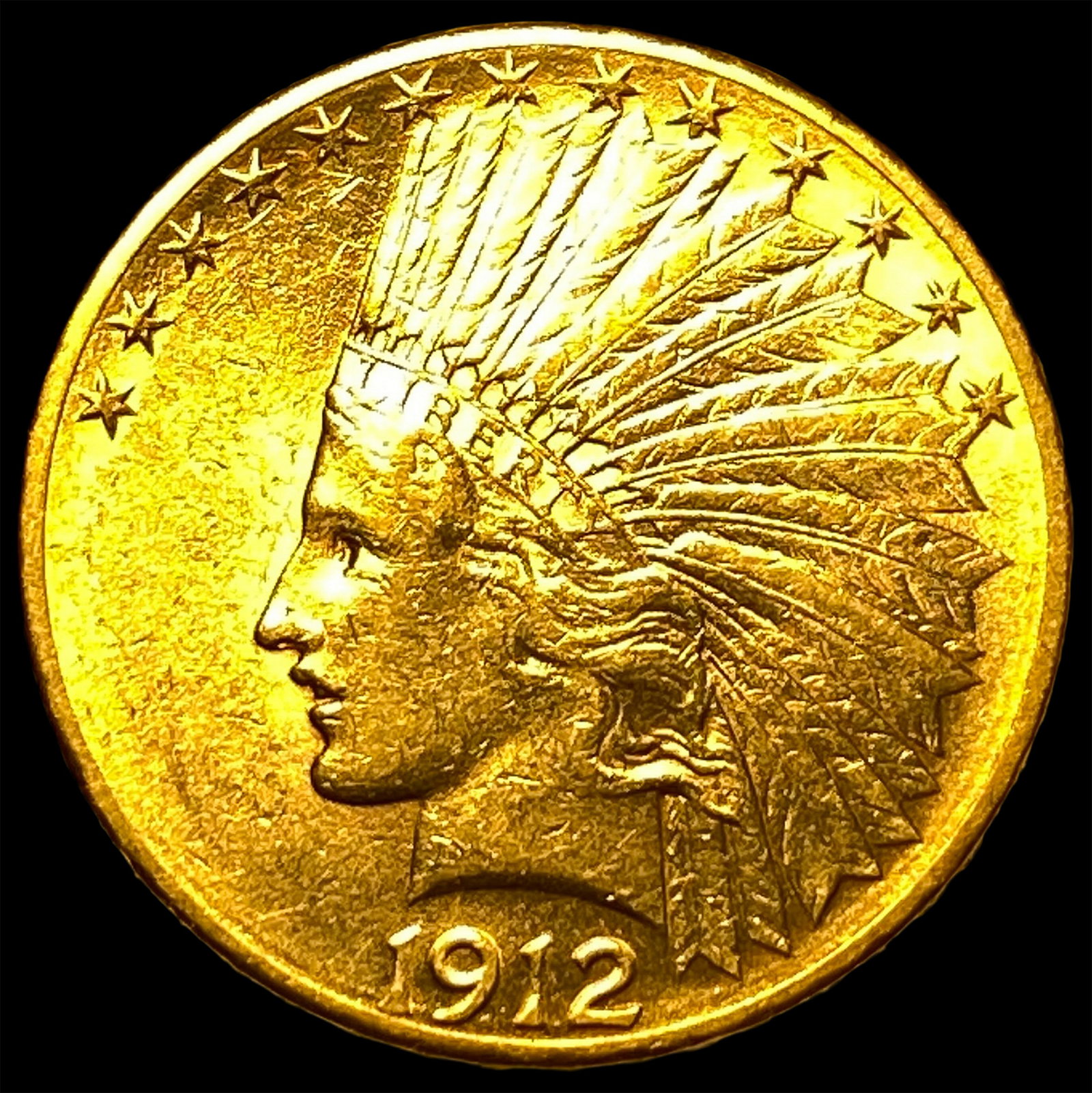 1912-S Indian Head $10 Gold Eagle CHOICE AU: 1912-S Indian Head $10 Gold Eagle CHOICE AU