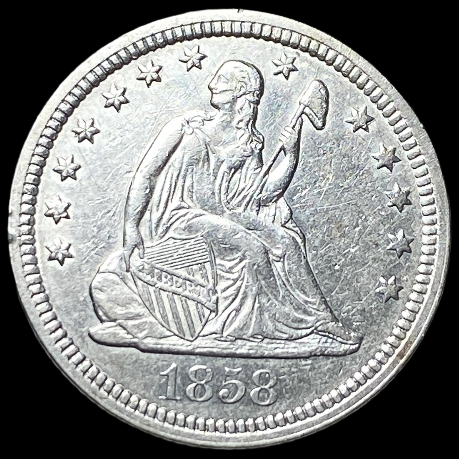 1858 Seated Liberty Quarter UNCIRCULATED: 1858 Seated Liberty Quarter UNCIRCULATED