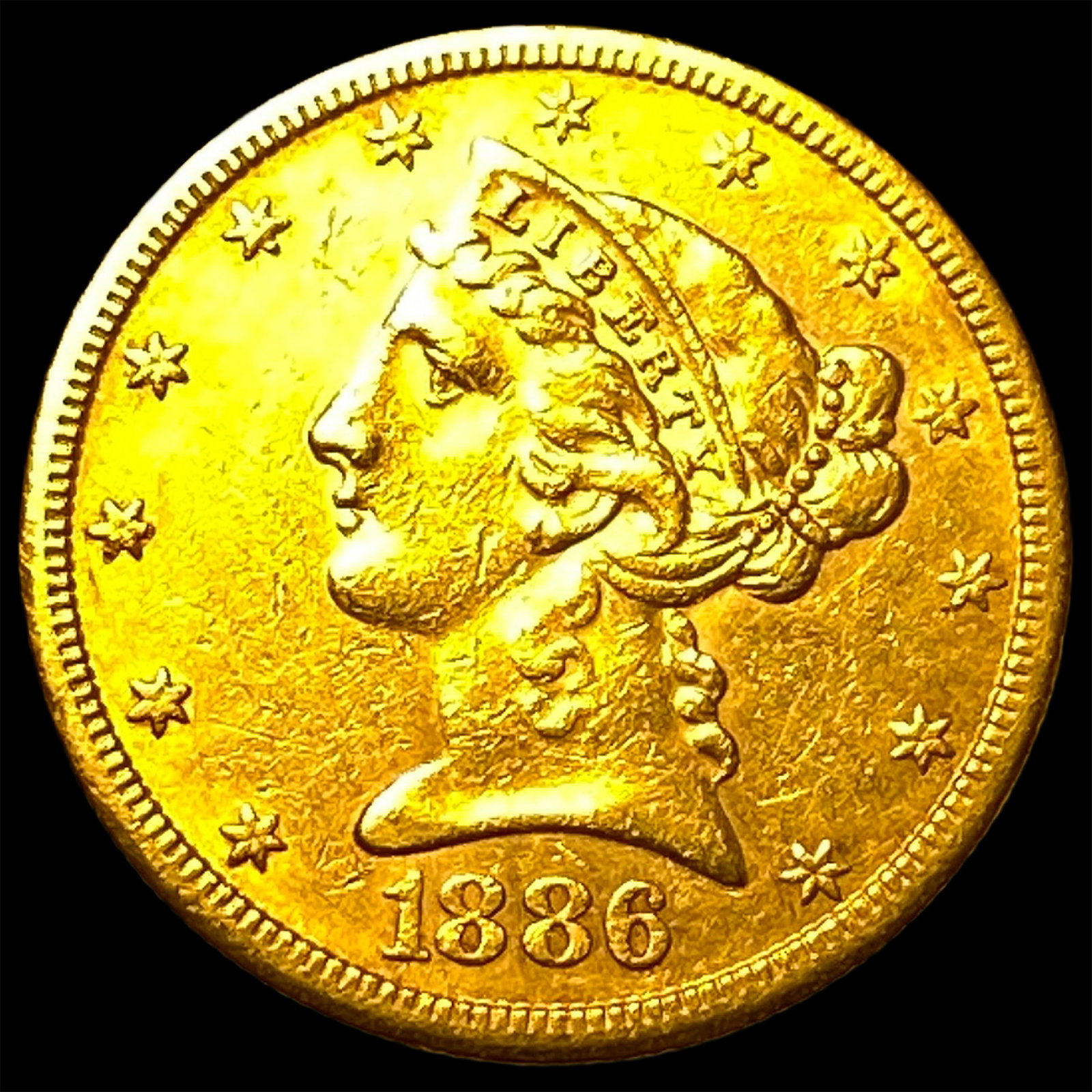 1886-S Gold $5 Half Eagle CLOSELY UNCIRCULATED (1 of 2)