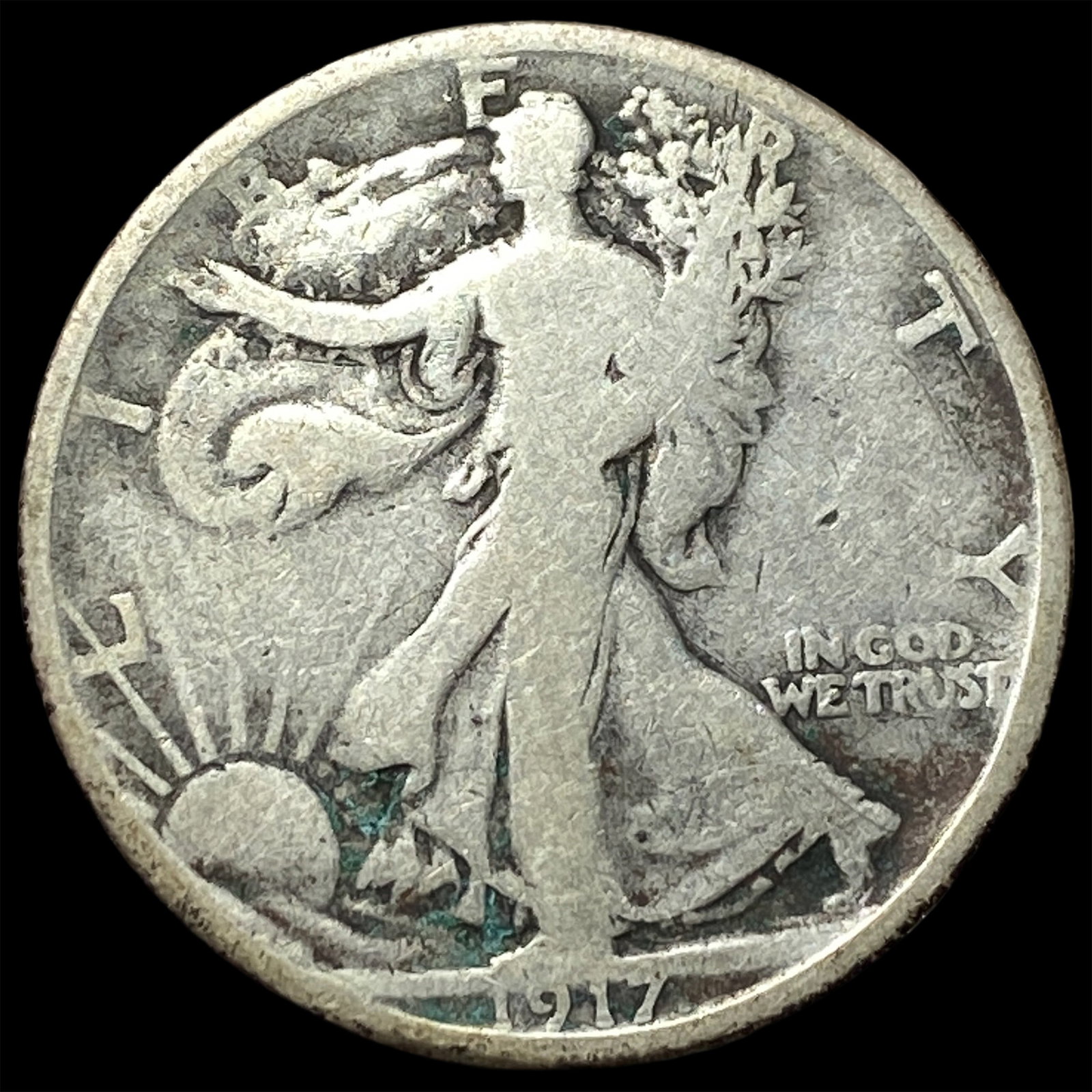 1917-S Silver Walking Liberty Half Dollar NEARLY UNCIRCULATED: 1917-S Silver Walking Liberty Half Dollar NEARLY UNCIRCULATED