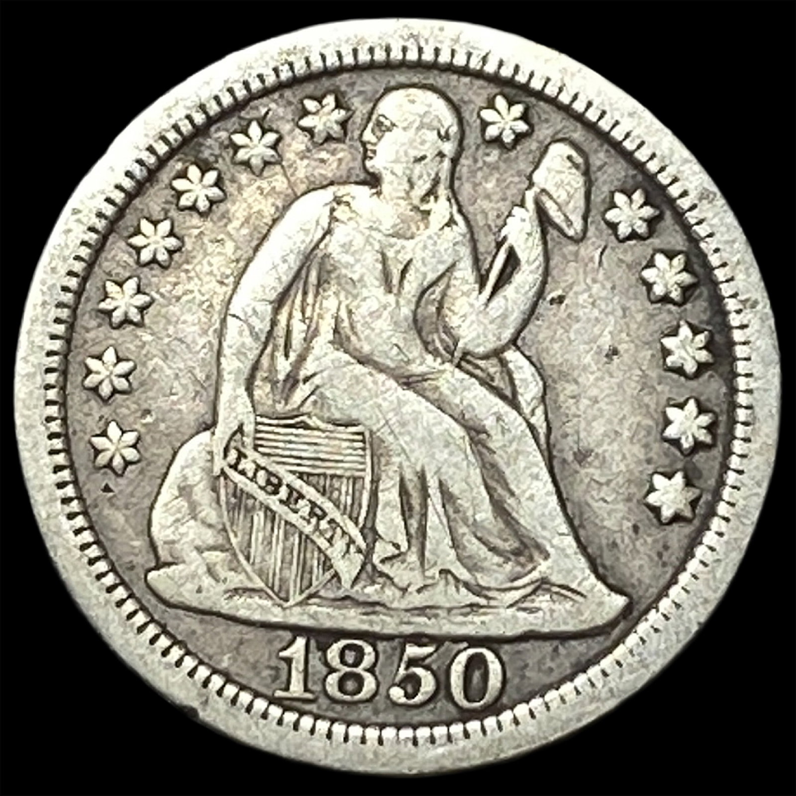 1850 Seated Liberty Dime LIGHTLY CIRCULATED: 1850 Seated Liberty Dime LIGHTLY CIRCULATED