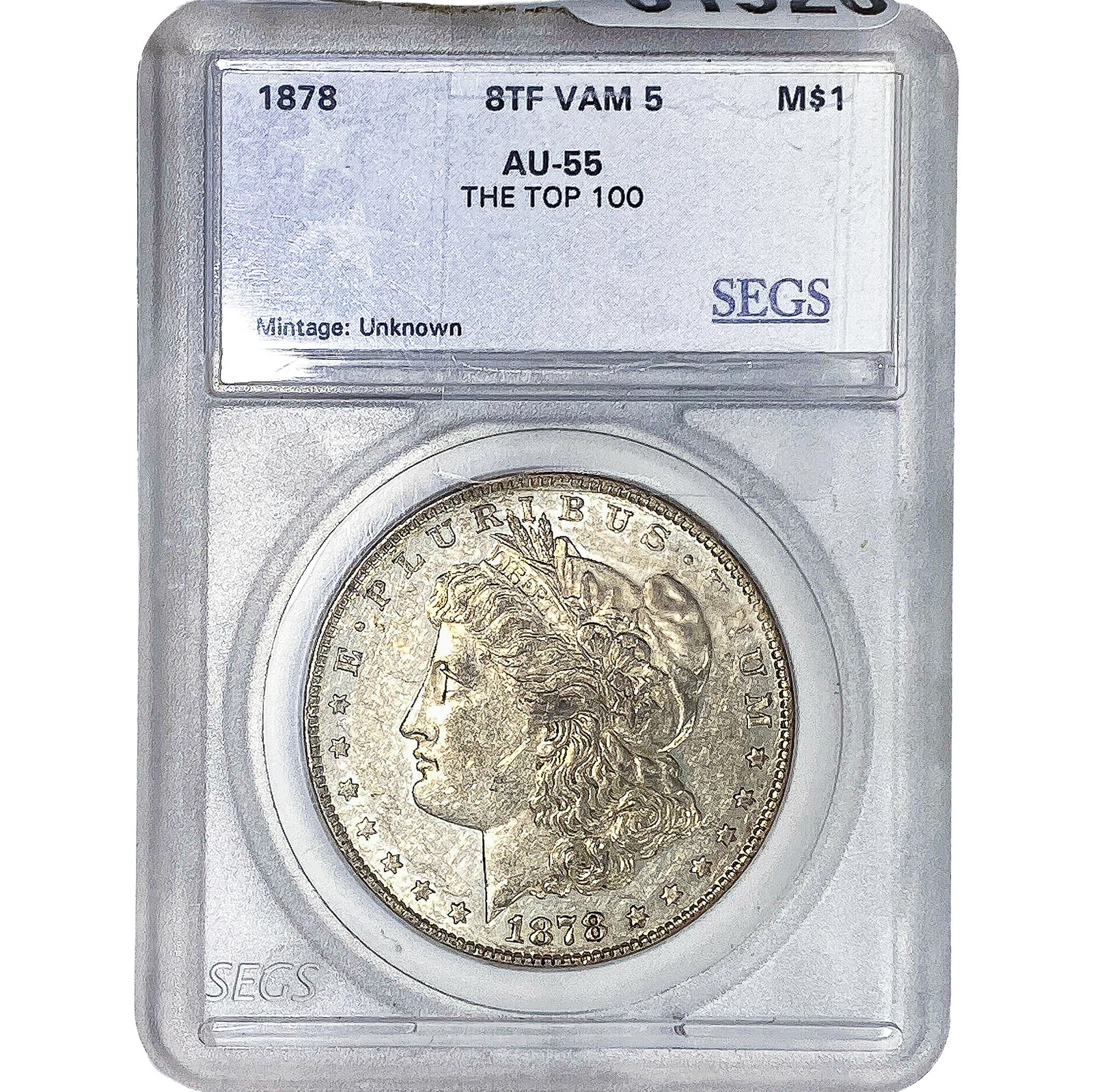 1878 8TF Morgan Silver Dollar SEGS AU55: 1878 8TF Morgan Silver Dollar SEGS AU55