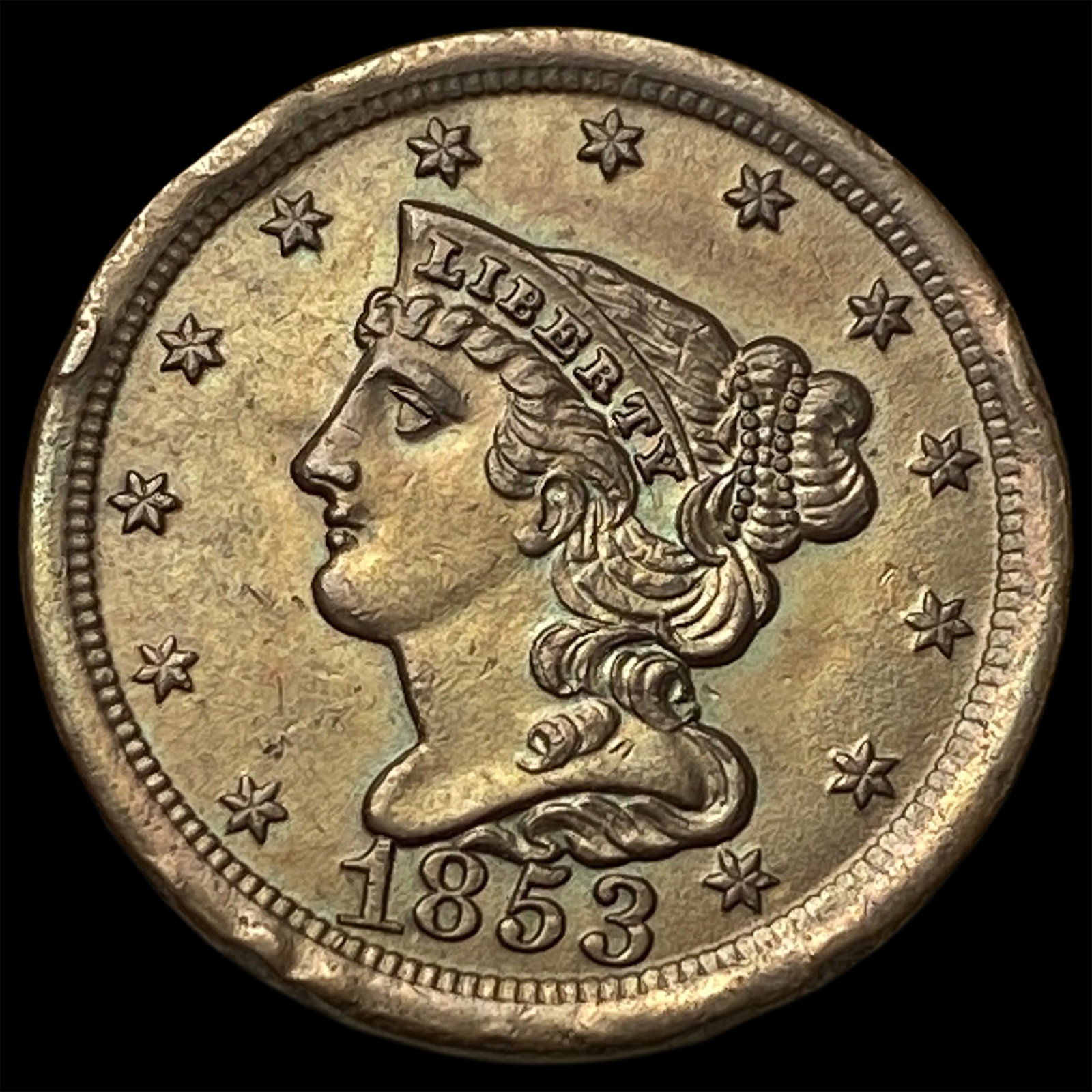 1853 Braided Hair Half Cent UNCIRCULATED: 1853 Braided Hair Half Cent UNCIRCULATED