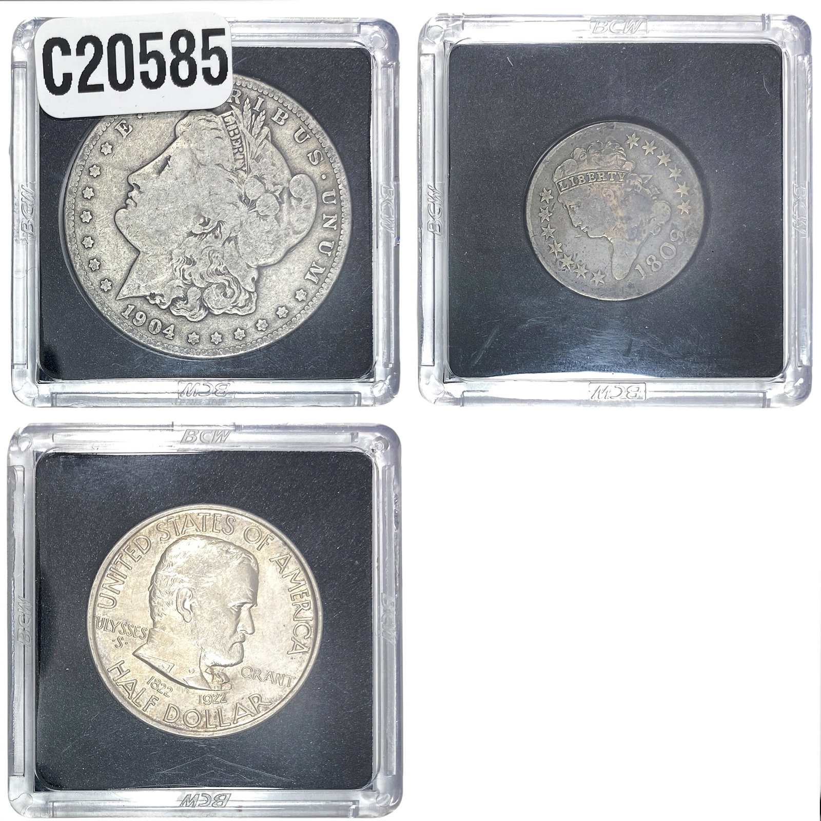 [3 Coins] 1809-1922 U.S. Coin Lot 1C-$1 (1 of 2)