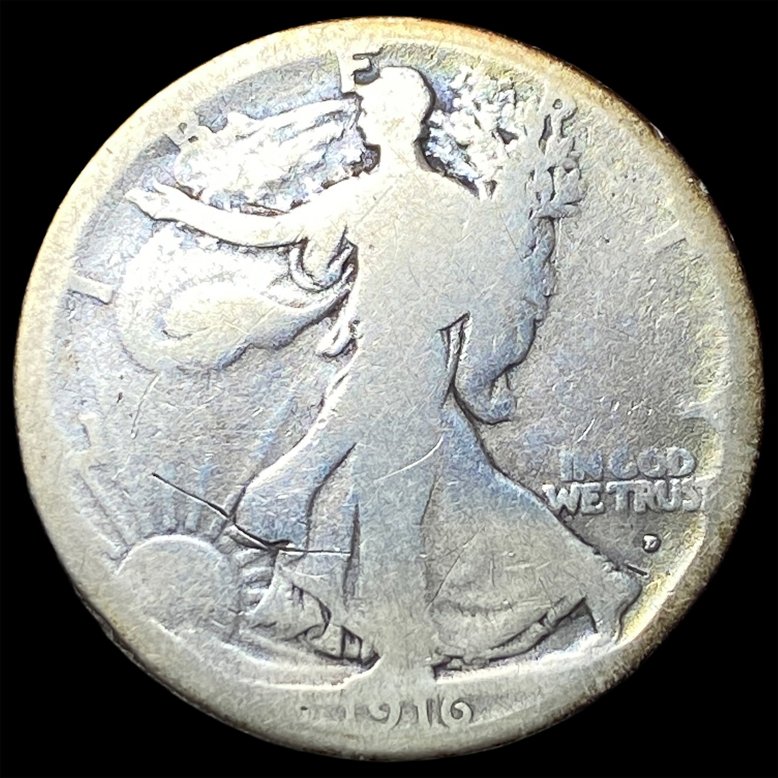 1916-D Silver Walking Liberty Half Dollar NICELY CIRCULATED: 1916-D Silver Walking Liberty Half Dollar NICELY CIRCULATED