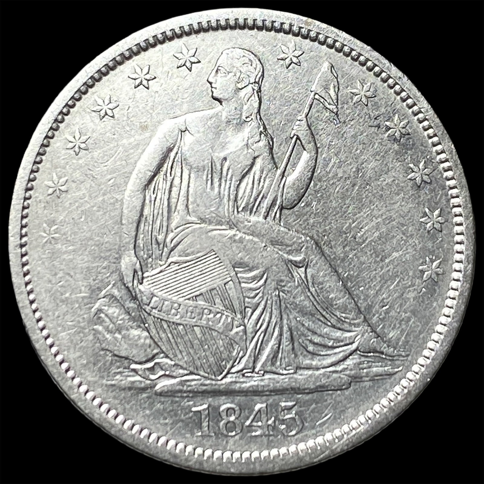 1845-O Silver Seated Liberty Half Dollar CHOICE AU: 1845-O Silver Seated Liberty Half Dollar CHOICE AU