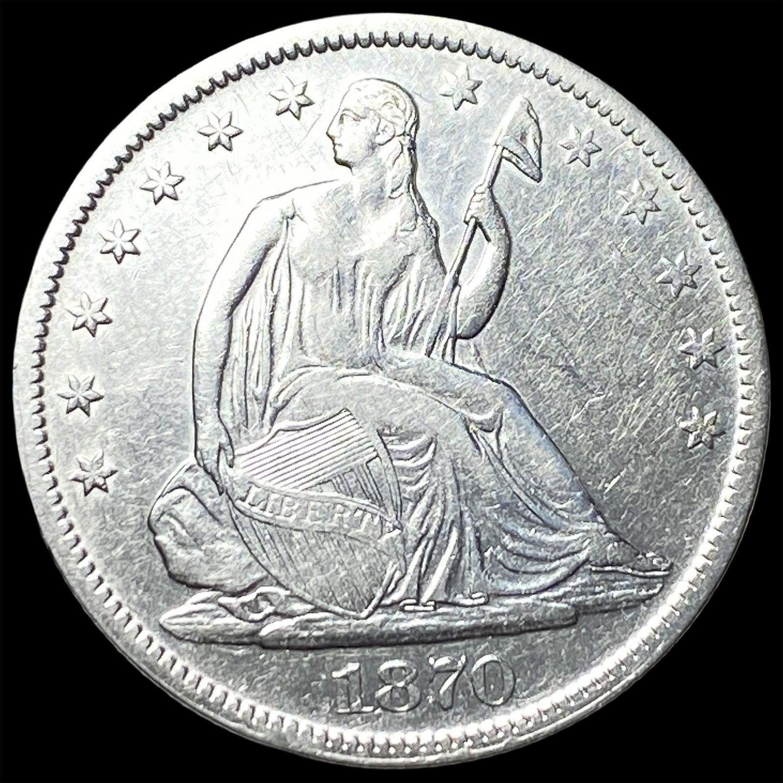 1870-S Silver Seated LIberty Half Dollar UNCIRCULATED: 1870-S Silver Seated LIberty Half Dollar UNCIRCULATED
