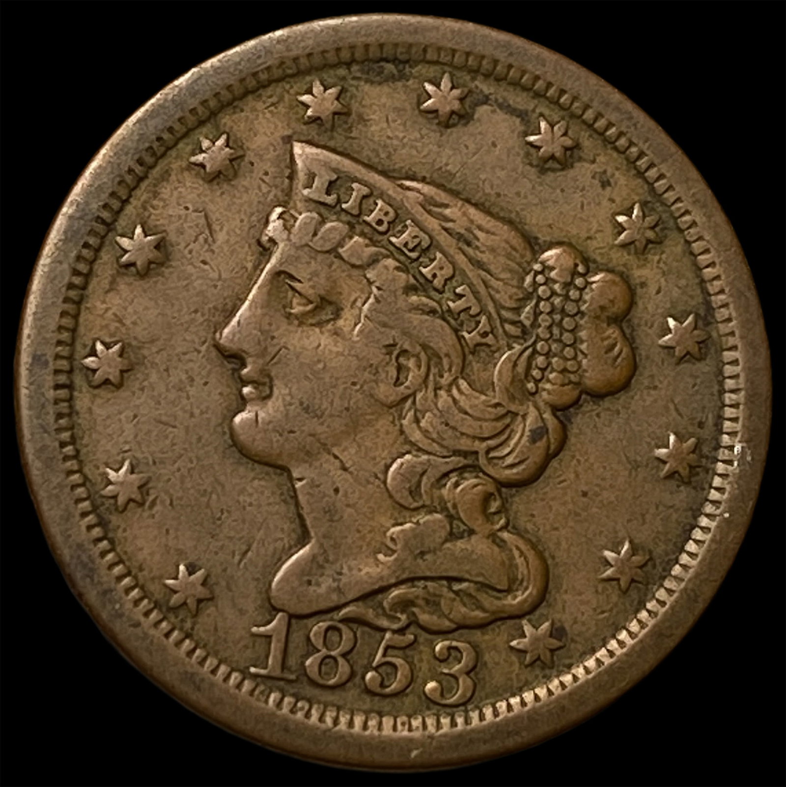 1853 Braided Hair Half Cent LIGHTLY CIRCULATED: 1853 Braided Hair Half Cent LIGHTLY CIRCULATED
