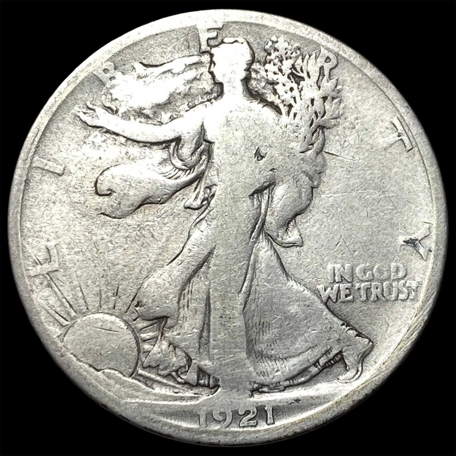1921-D Silver Walking Liberty Half Dollar NICELY CIRCULATED: 1921-D Silver Walking Liberty Half Dollar NICELY CIRCULATED