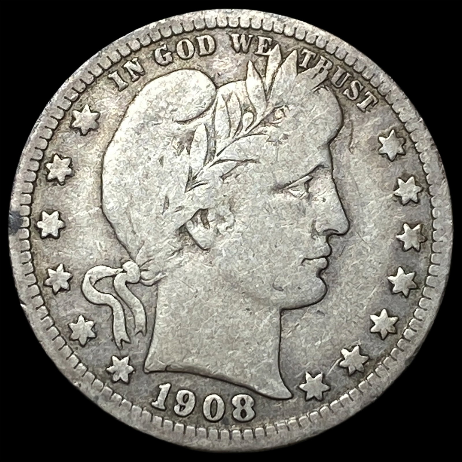 1908-S Silver Barber Quarter NEARLY UNCIRCULATED: 1908-S Silver Barber Quarter NEARLY UNCIRCULATED