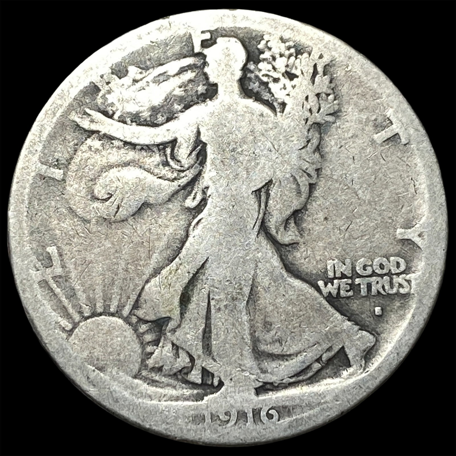 1916-S Walking Liberty Half Dollar NICELY CIRCULATED: 1916-S Walking Liberty Half Dollar NICELY CIRCULATED