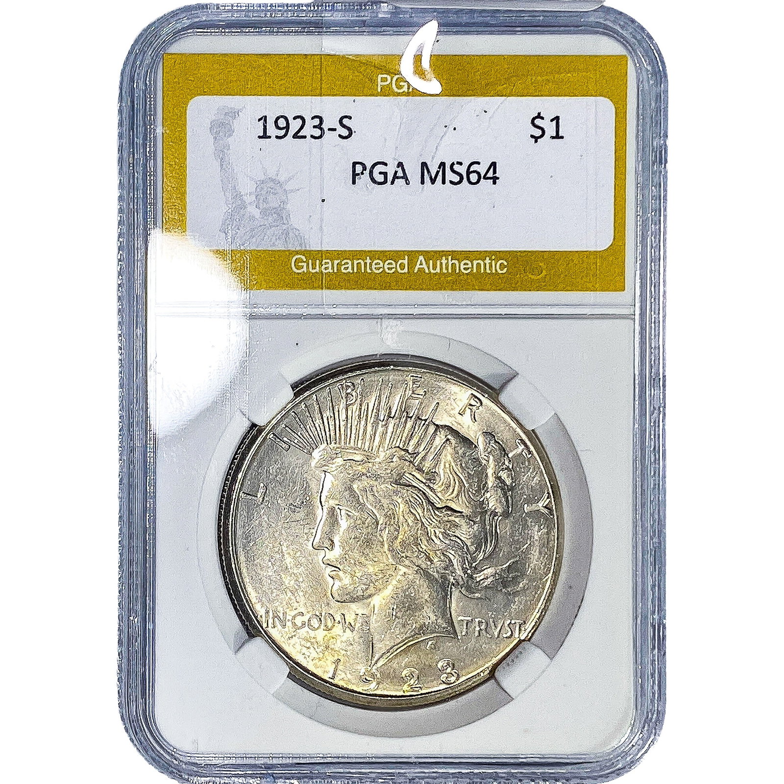 1923-S Silver Peace Dollar PGA MS64: 1923-S Silver Peace Dollar PGA MS64