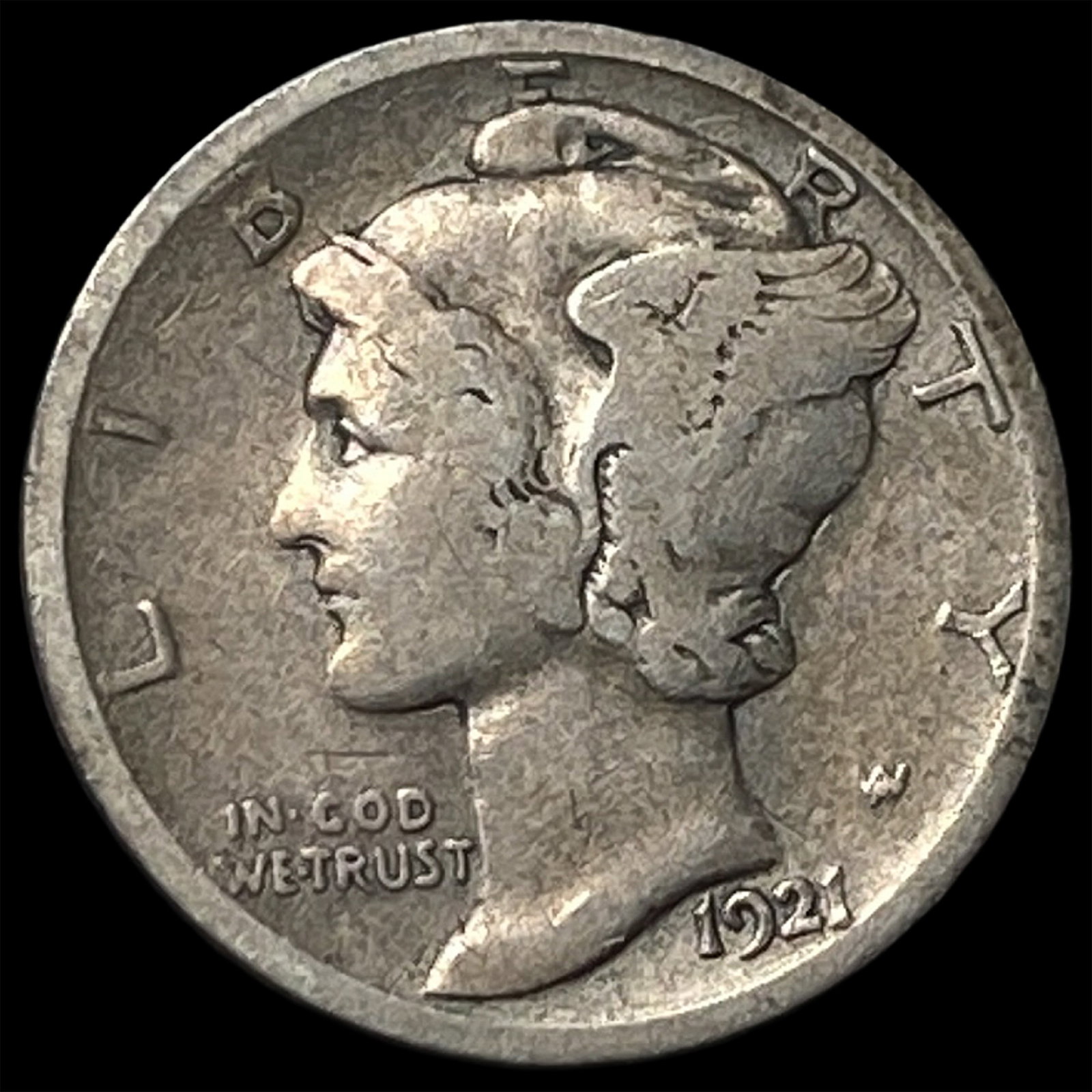 1921-D Silver Mercury Dime LIGHTLY CIRCULATED: 1921-D Silver Mercury Dime LIGHTLY CIRCULATED