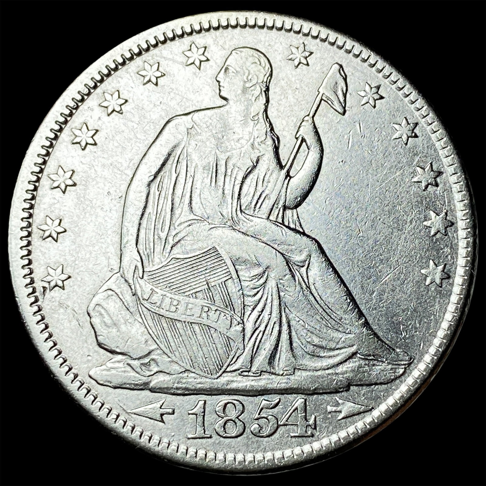 1854 Arrows Seated Liberty Half Dollar NEARLY UNCIRCULATED: 1854 Arrows Seated Liberty Half Dollar NEARLY UNCIRCULATED
