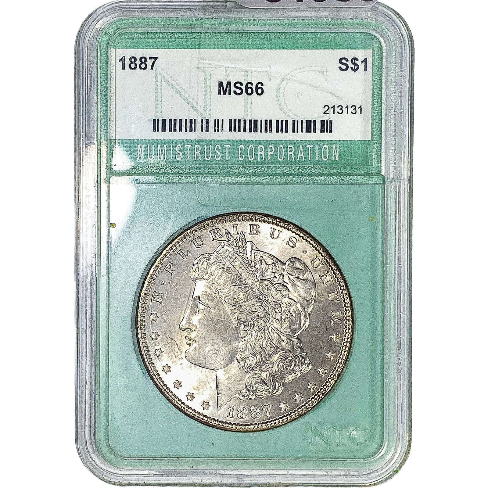 1887 Morgan Silver Dollar NTC MS66: 1887 Morgan Silver Dollar NTC MS66