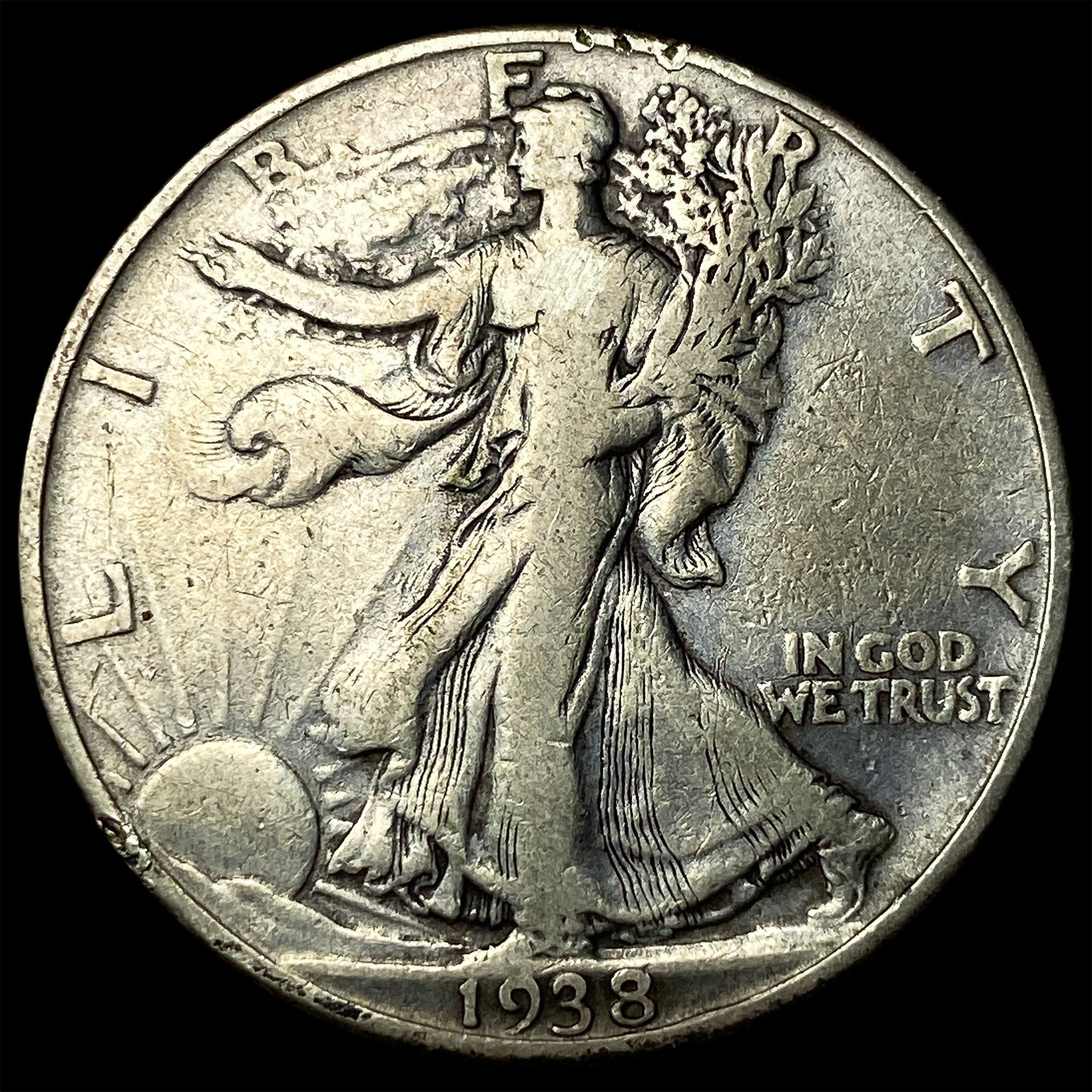 1938-D Silver Walking Liberty Half Dollar ABOUT UNCIRCULATED: 1938-D Silver Walking Liberty Half Dollar ABOUT UNCIRCULATED