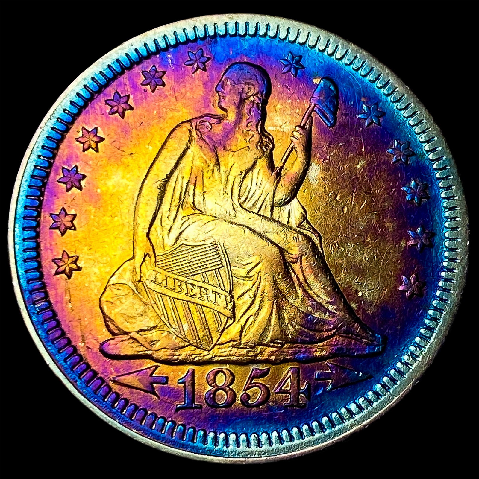 1854 Arrows Seated Liberty Quarter NEARLY UNCIRCULATED: 1854 Arrows Seated Liberty Quarter NEARLY UNCIRCULATED
