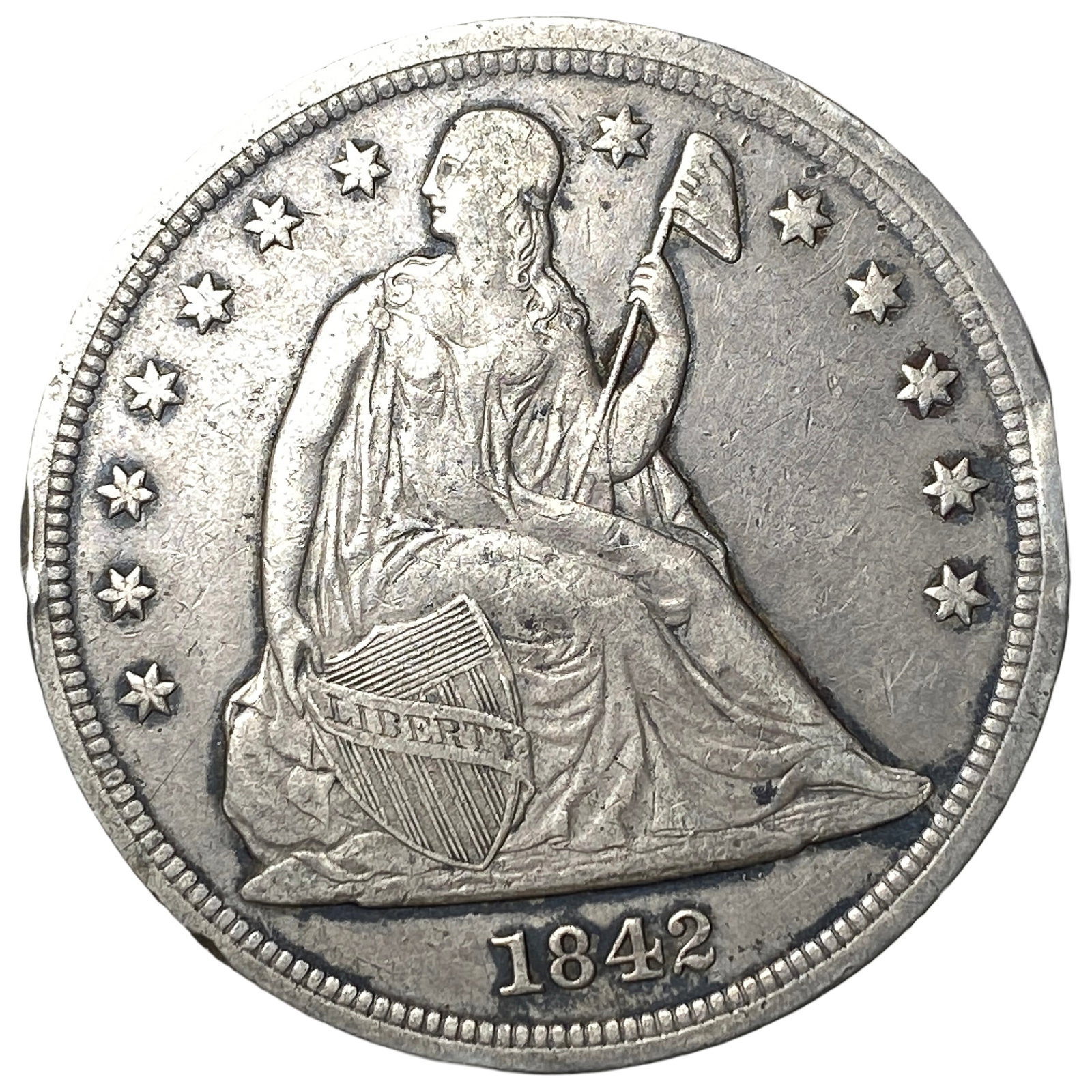 1842 Seated Liberty Dollar: 1842 Seated Liberty Dollar