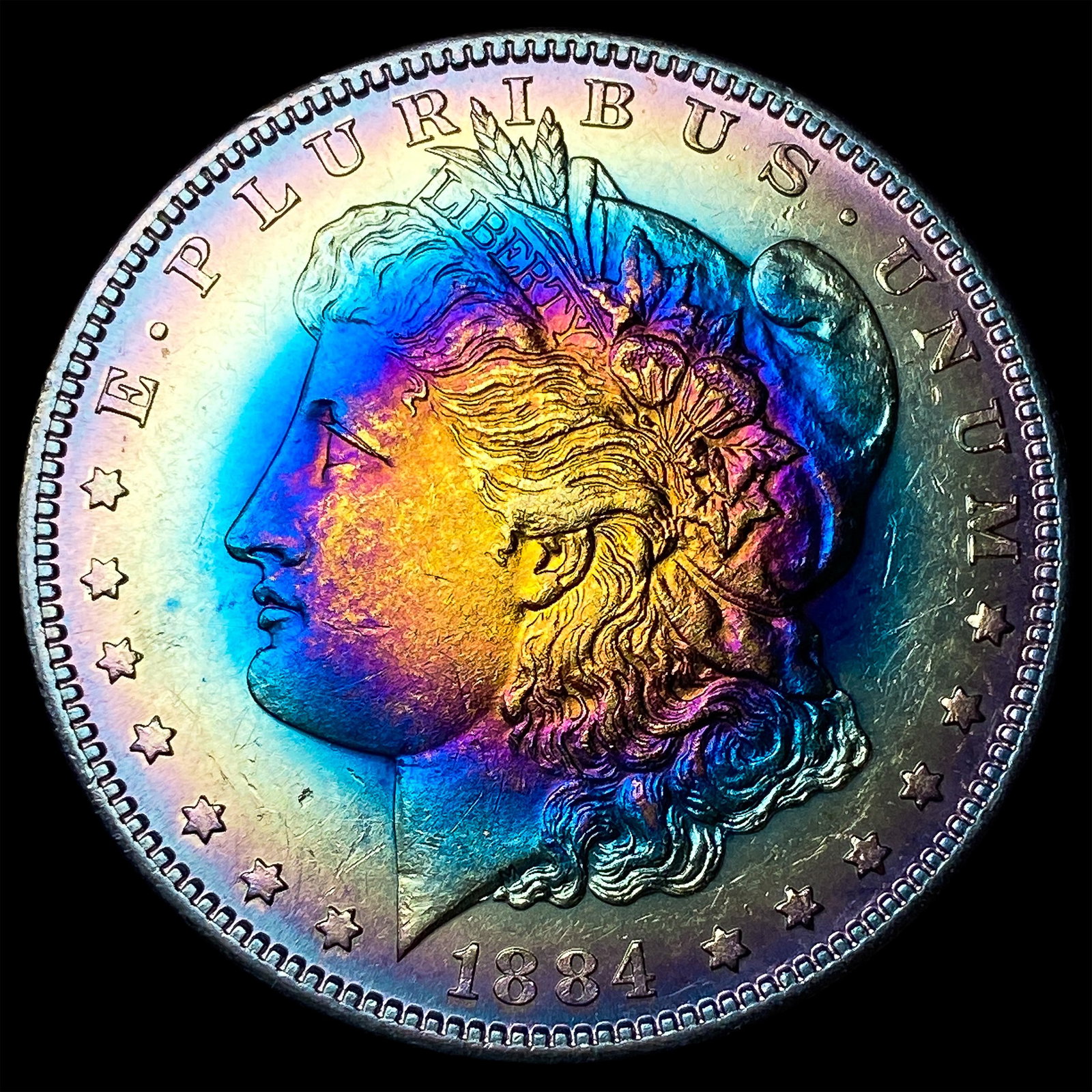 1884-S Toned Morgan Silver Dollar CLOSELY UNCIRCULATED: 1884-S Toned Morgan Silver Dollar CLOSELY UNCIRCULATED