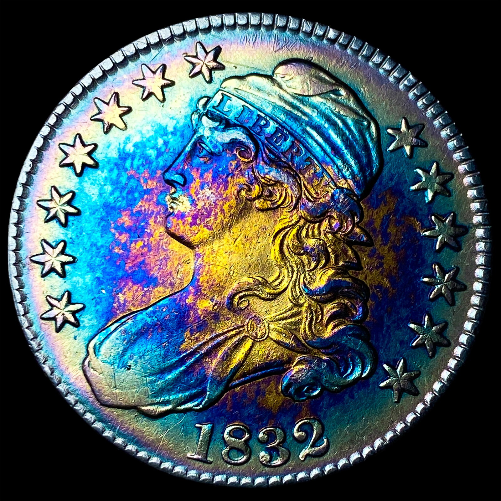 1832 Toned Capped Bust Half Dollar CLOSELY UNCIRCULATED (1 of 2)