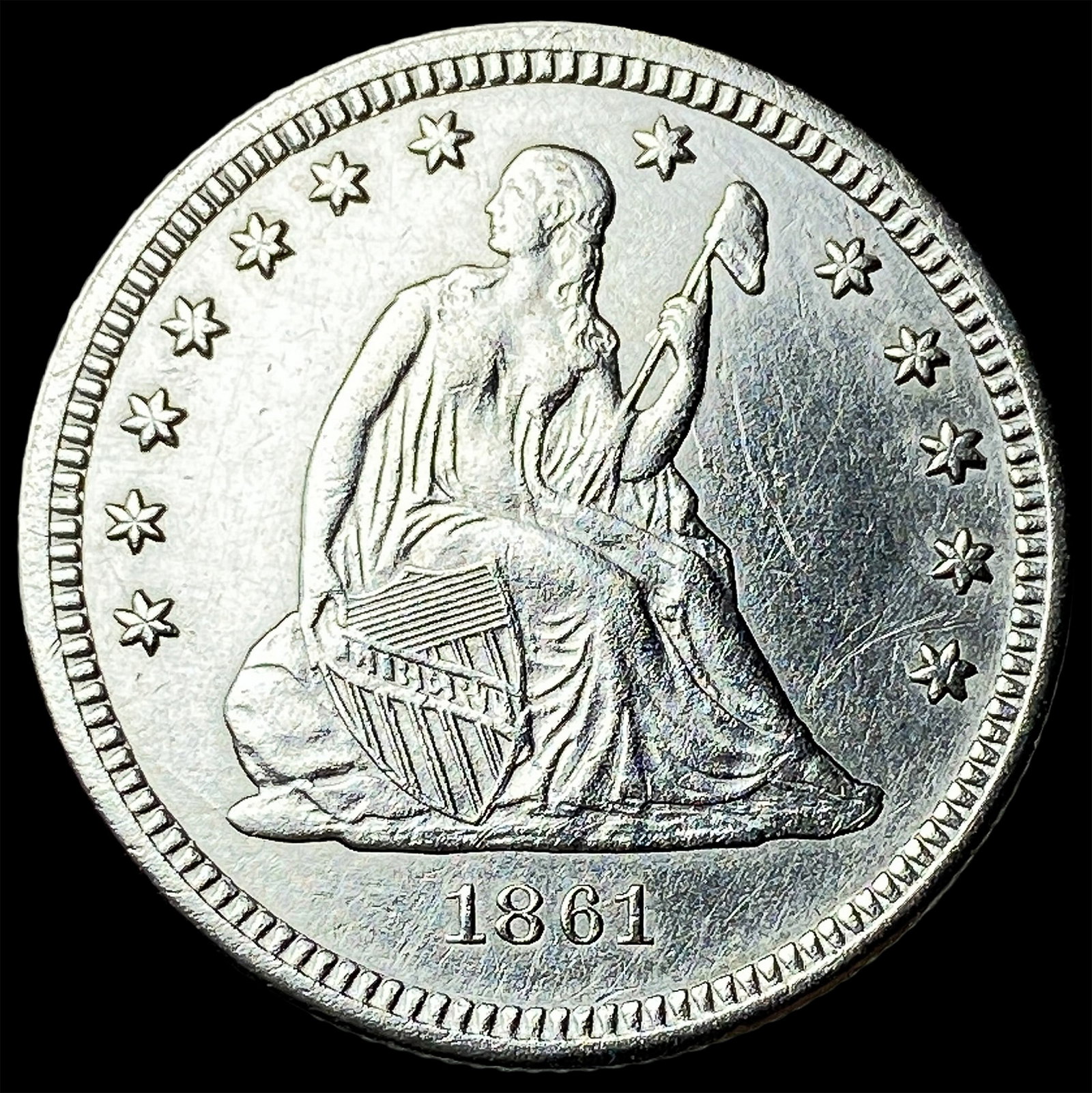 1861 Seated Liberty Quarter CLOSELY UNCIRCULATED: 1861 Seated Liberty Quarter CLOSELY UNCIRCULATED