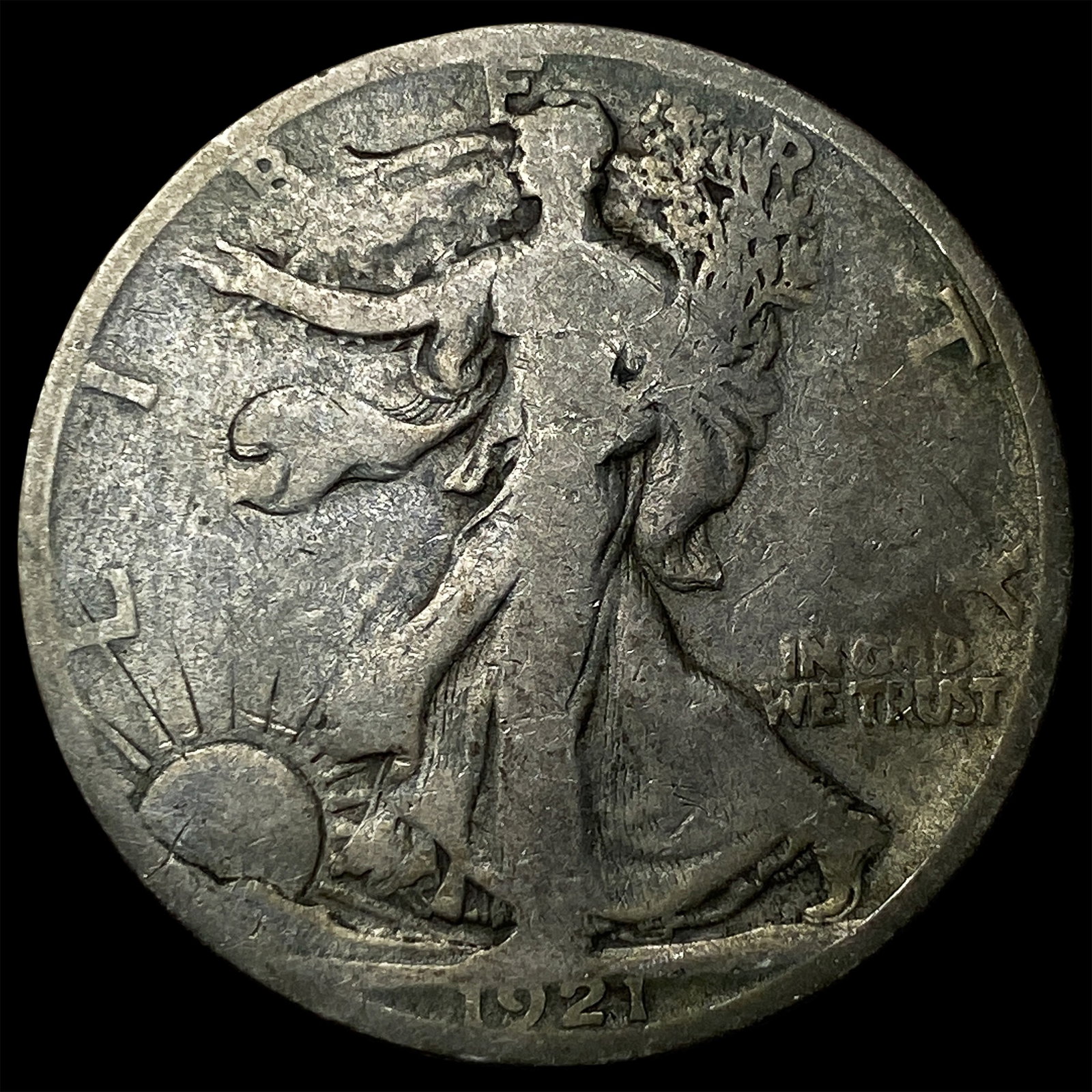 1921-S Silver Walking Liberty Half Dollar NICELY CIRCULATED: 1921-S Silver Walking Liberty Half Dollar NICELY CIRCULATED
