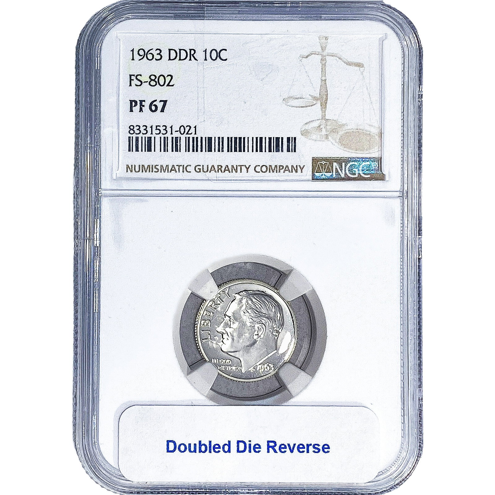 1963 DDR Roosevelt Dime NGC PF67: 1963 DDR Roosevelt Dime NGC PF67