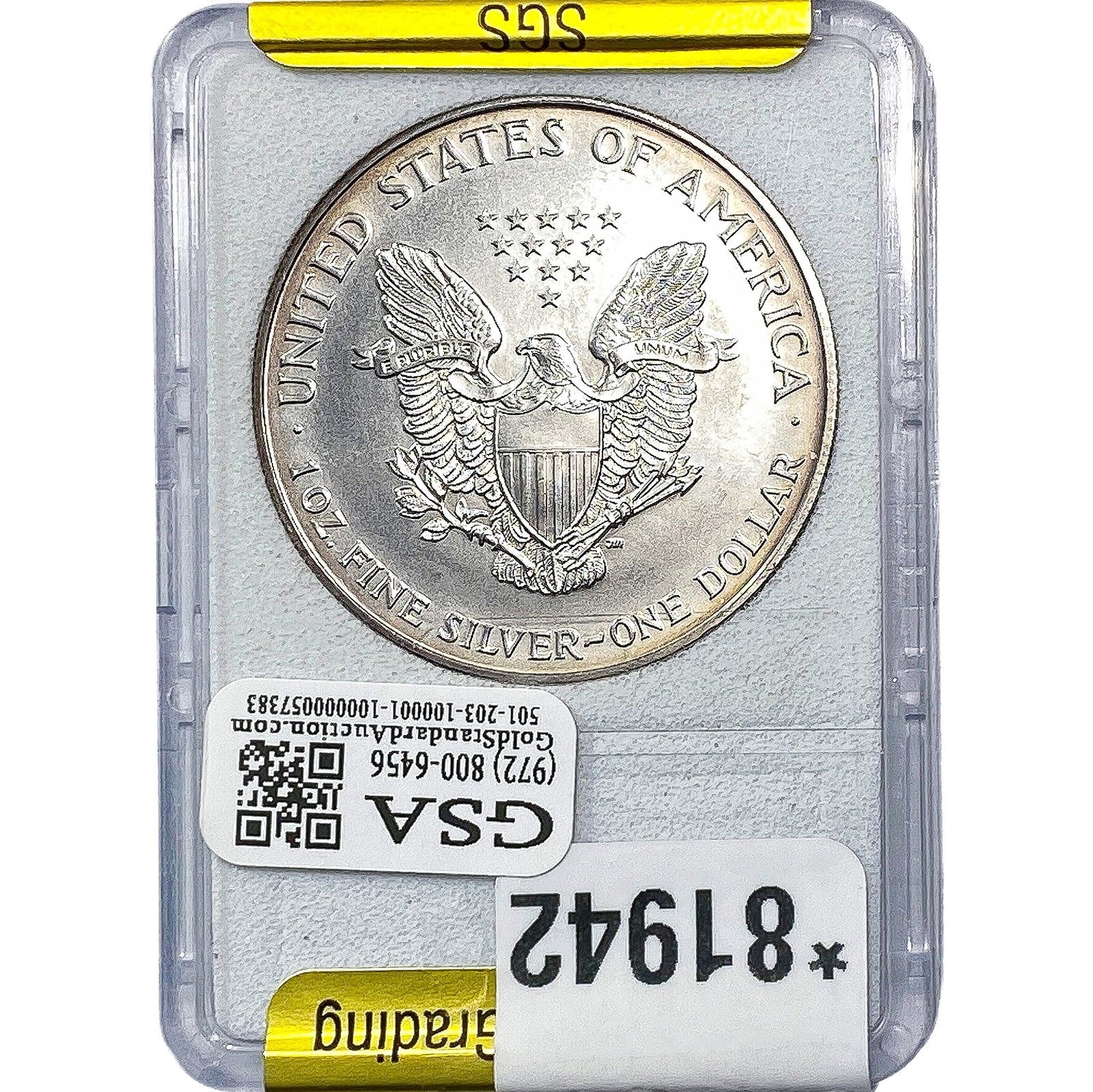 1996 Silver Eagle SGS MS70 - 2