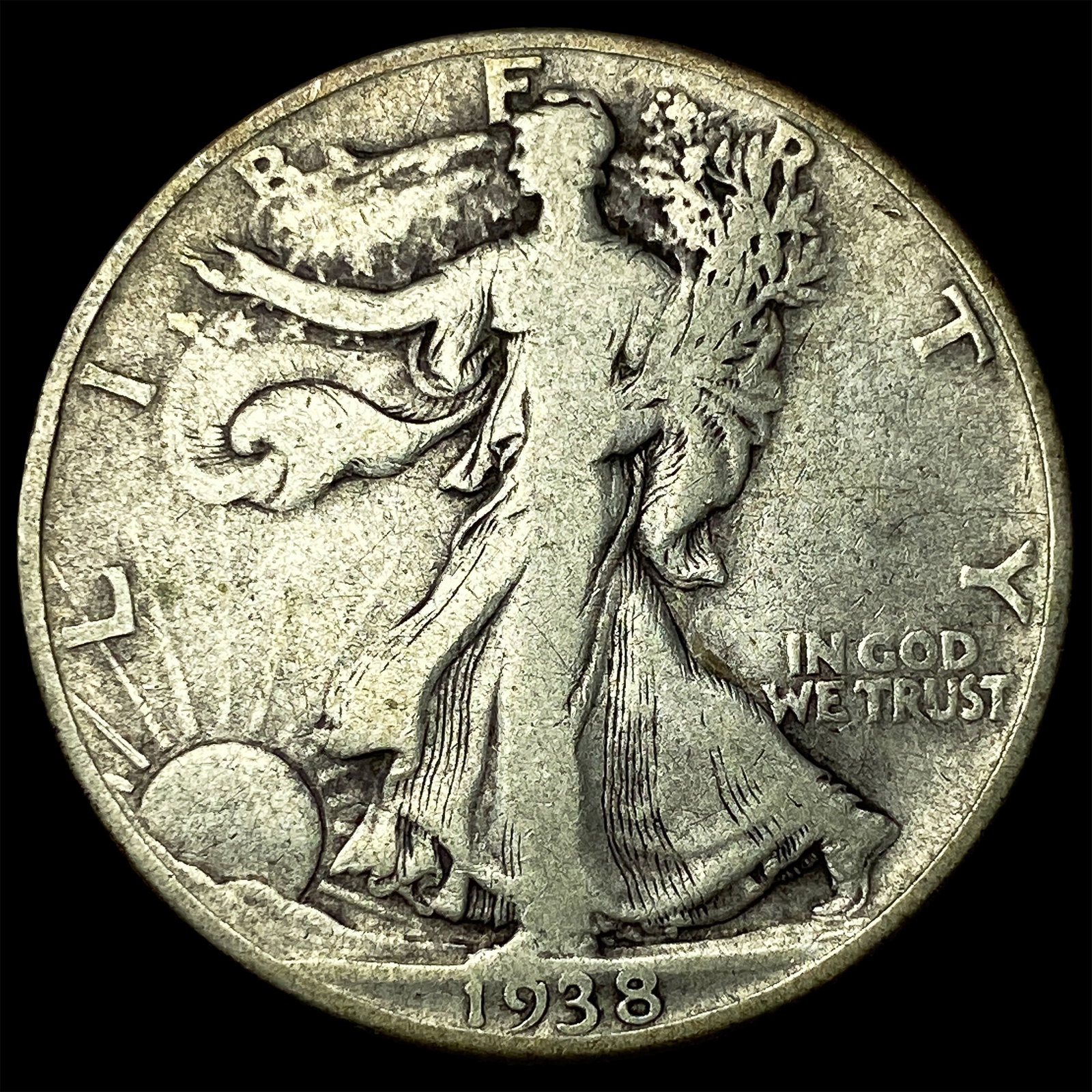 1938-D Silver Walking Liberty Half Dollar LIGHTLY CIRCULATED (1 of 2)