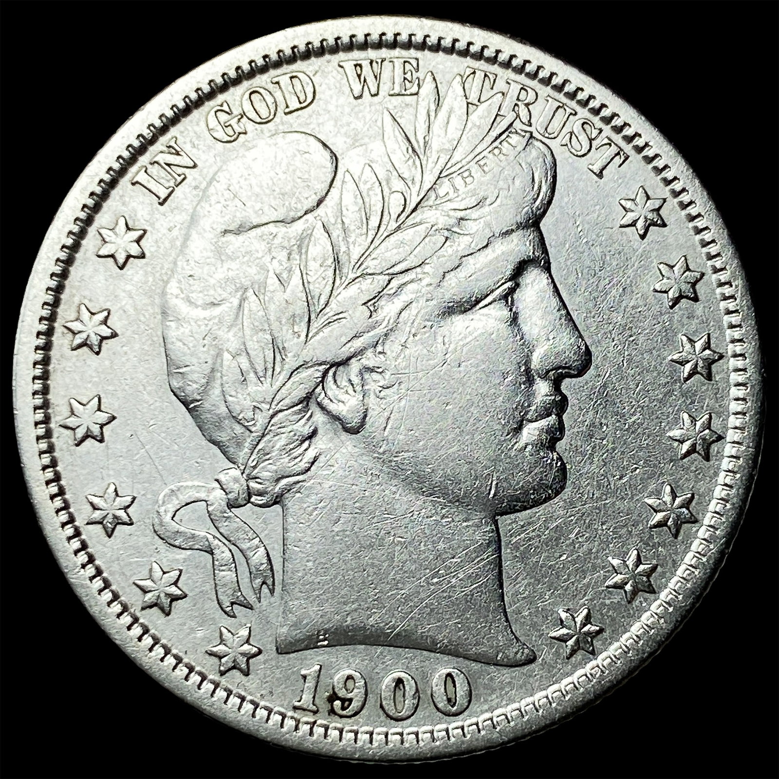 1900-S Silver Barber Half Dollar NEARLY UNCIRCULATED: 1900-S Silver Barber Half Dollar NEARLY UNCIRCULATED