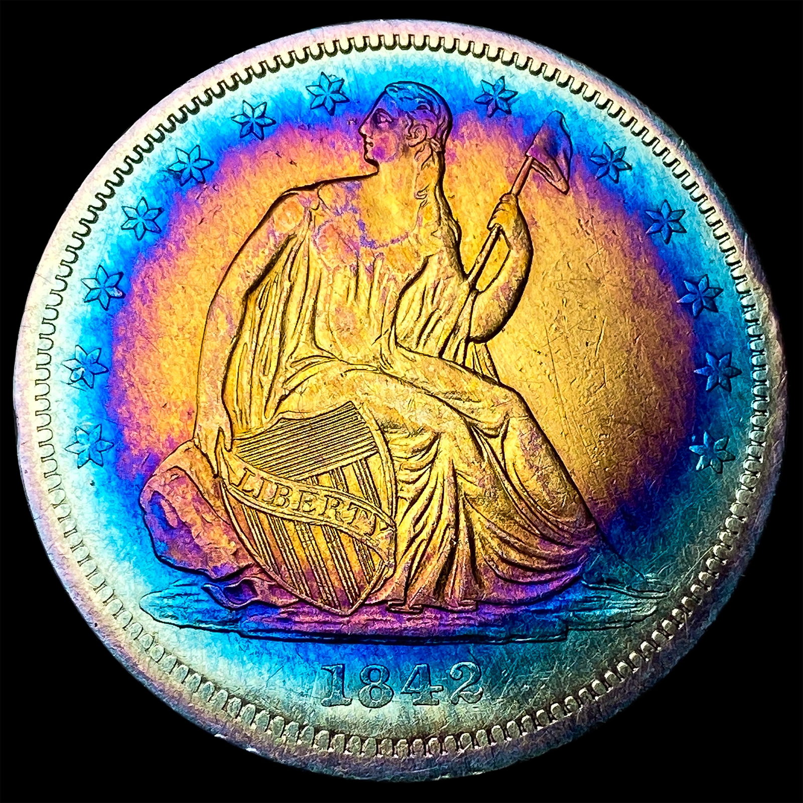 1842 Seated Liberty Half Dollar NEARLY UNCIRCULATED: 1842 Seated Liberty Half Dollar NEARLY UNCIRCULATED