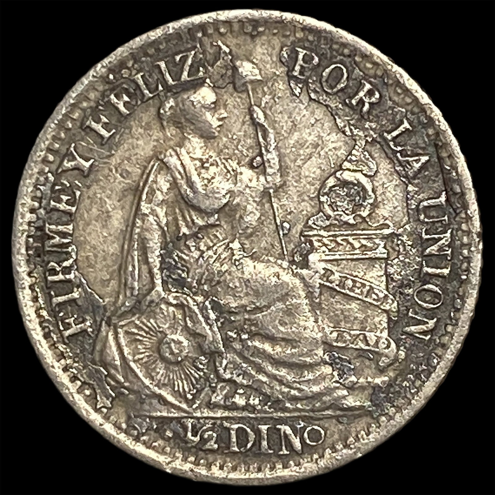 1898 JF Peru Silver 1/2 Dinero: 1898 JF Peru Silver 1/2 Dinero
