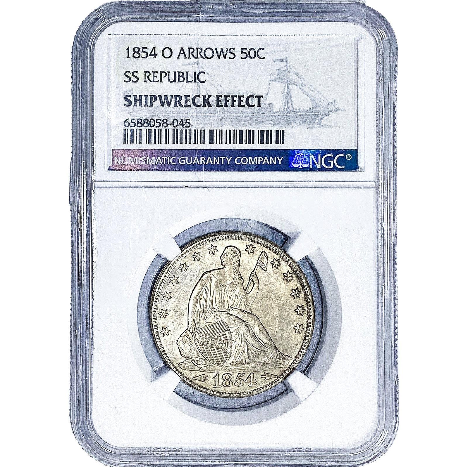 1854-O Seated Liberty Half Dollar NGC Arrows Shipwreck Effect (1 of 2)