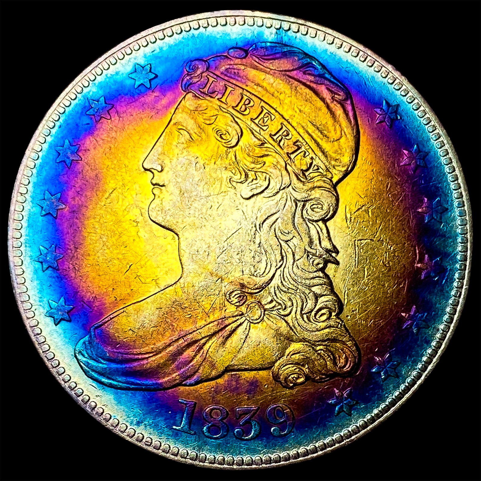 1839 Silver Capped Bust Half Dollar CLOSELY UNCIRCULATED: 1839 Silver Capped Bust Half Dollar CLOSELY UNCIRCULATED